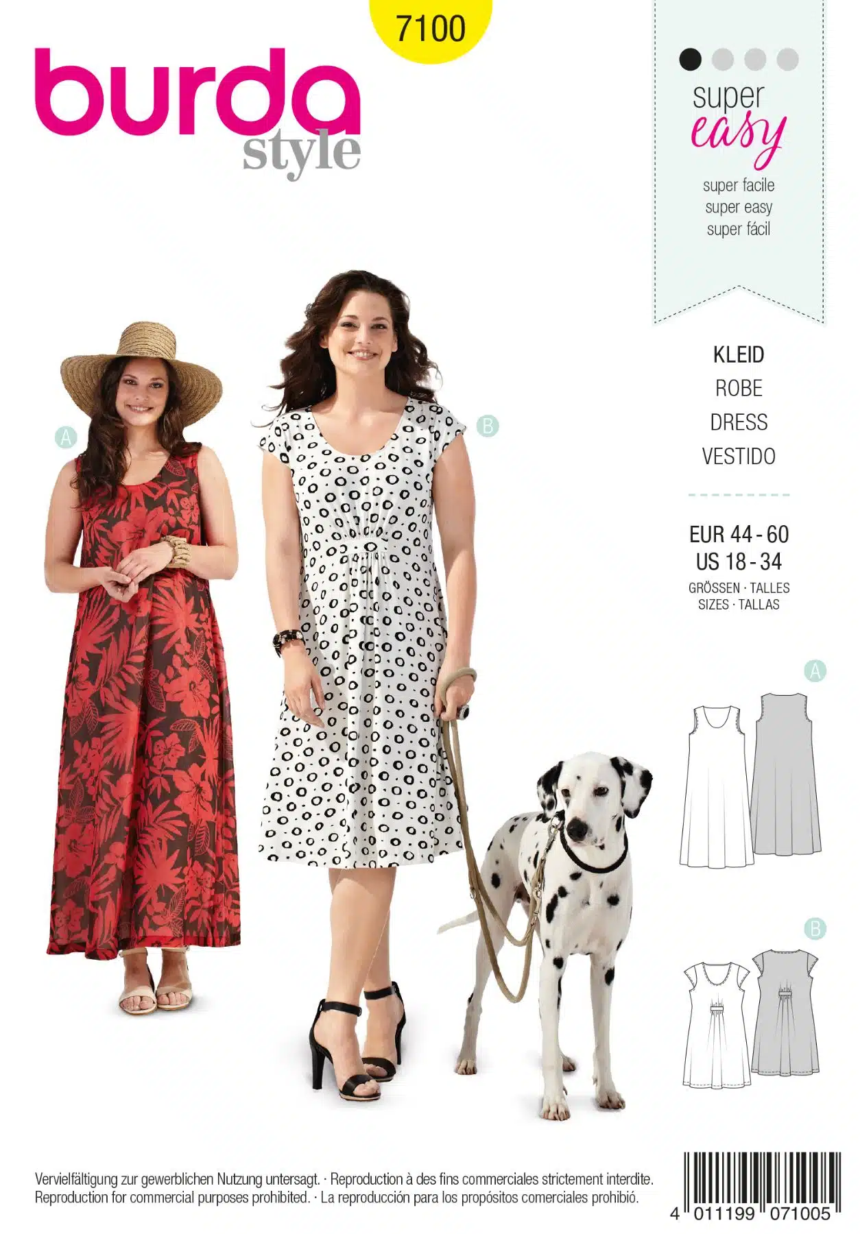 Burda Geel 7100 - Jurk in variaties