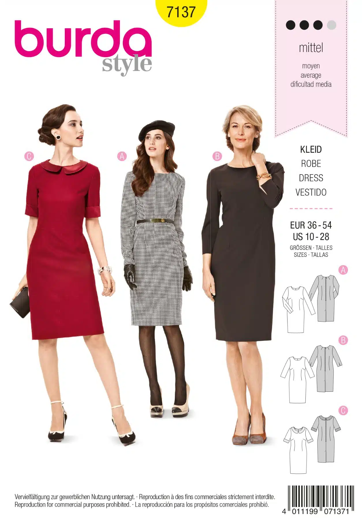 Burda Geel 7137 - Jurk in variaties
