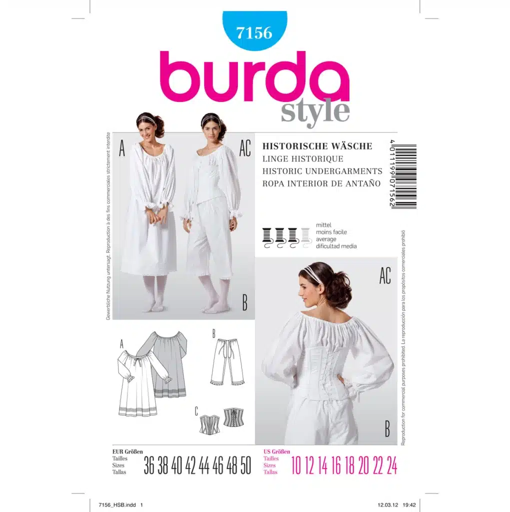Burda Geel 7156 - Historische ondermode