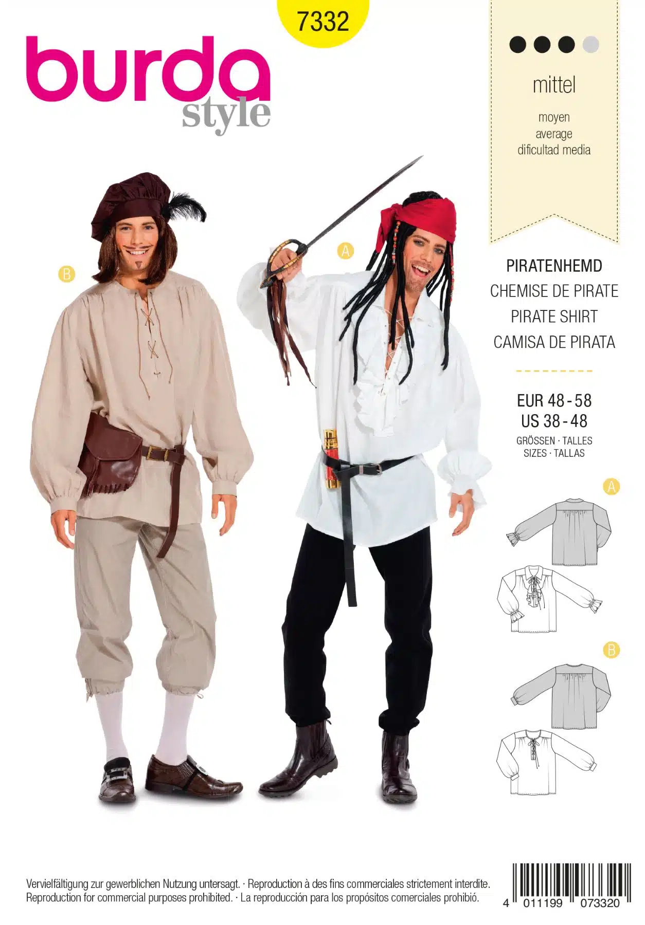 Burda Geel 7332 - Piratenhemd