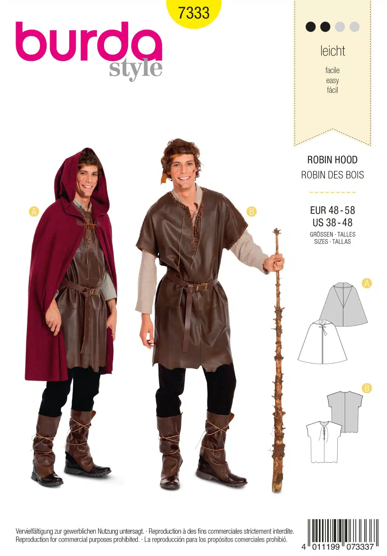 Burda Geel 7333 - Robin Hood kostuum