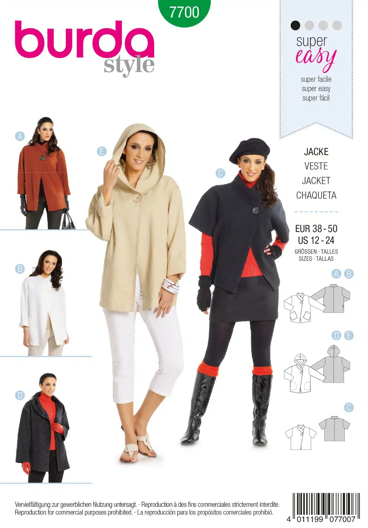 Burda Groen 7700 - Jas in variaties