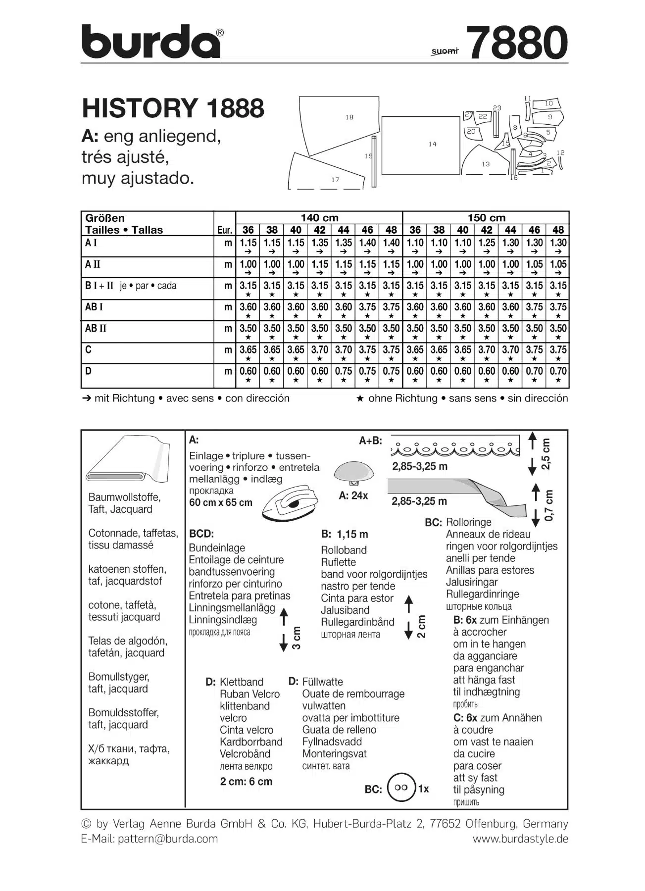 Burda Wit 7880 - Historische jurk uit 1888