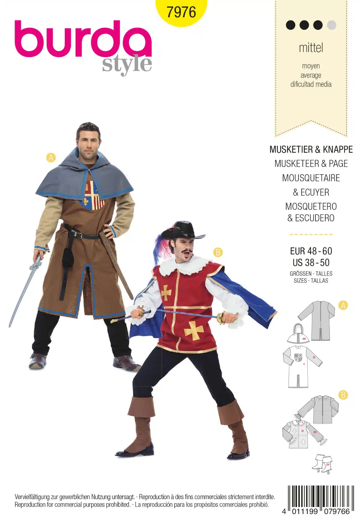 Burda Geel 7976 - Musketier en page