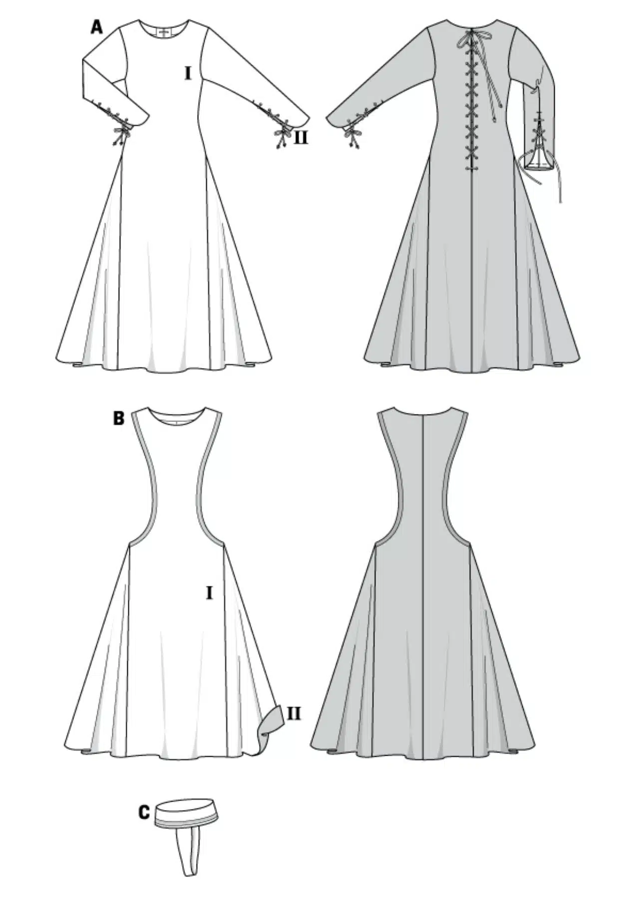 Burda Geel 7977 - Historische jurk