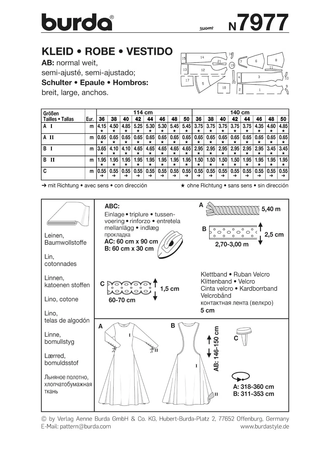 Burda Geel 7977 - Historische jurk