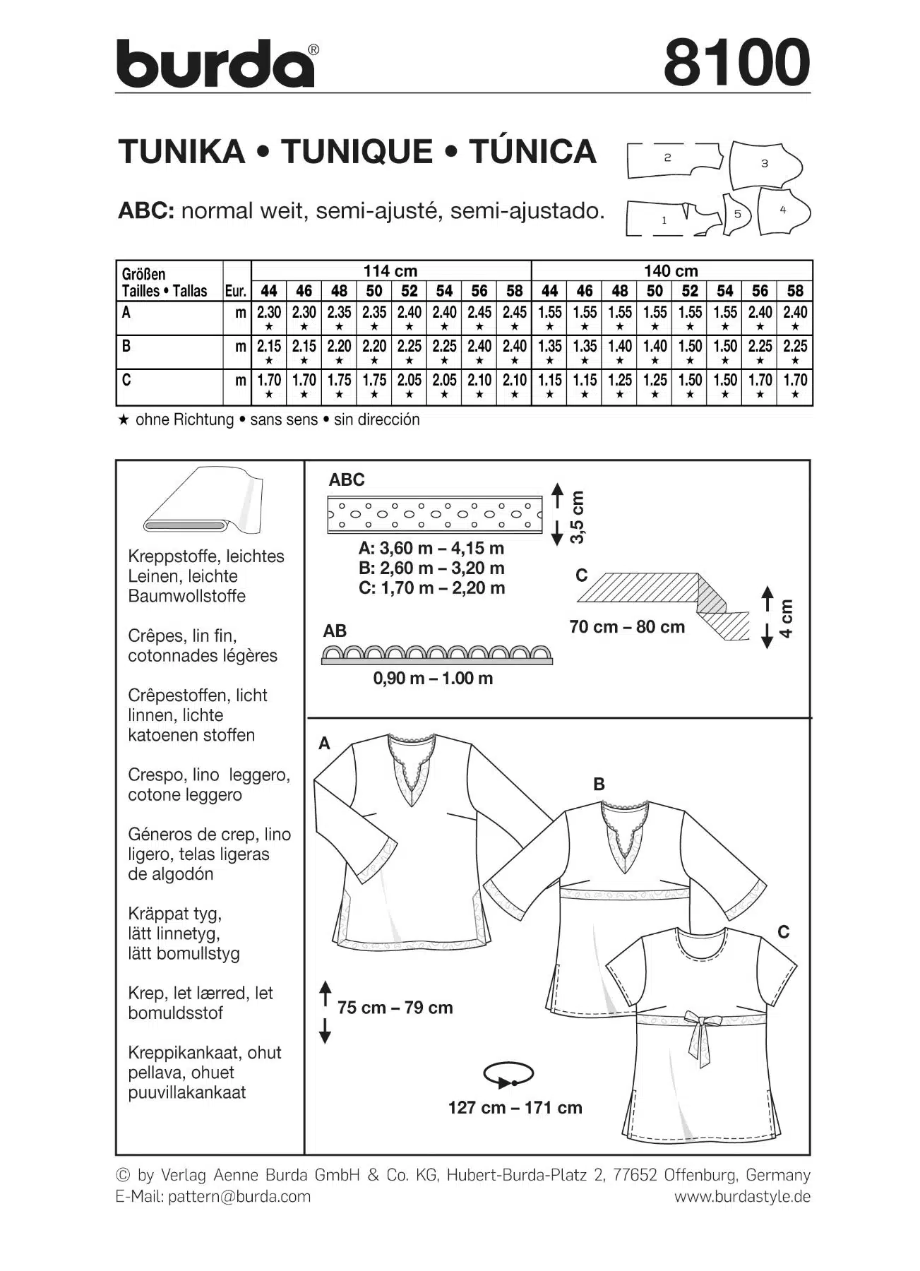 Burda Groen 8100 - Tuniek in variaties