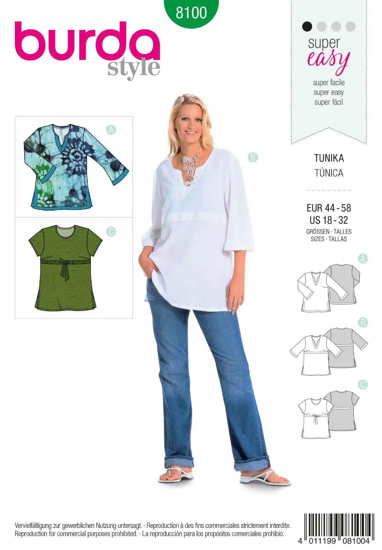 Burda Groen 8100 - Tuniek in variaties