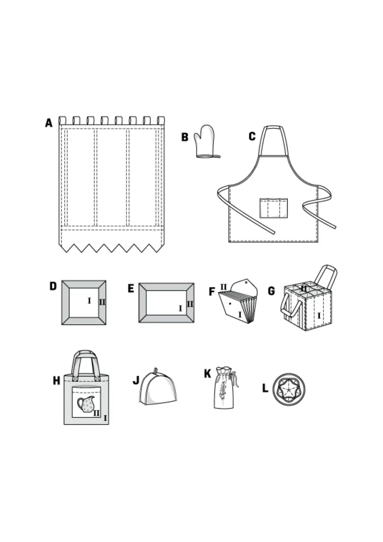 Burda Geel 8125 - Keuken accessoires