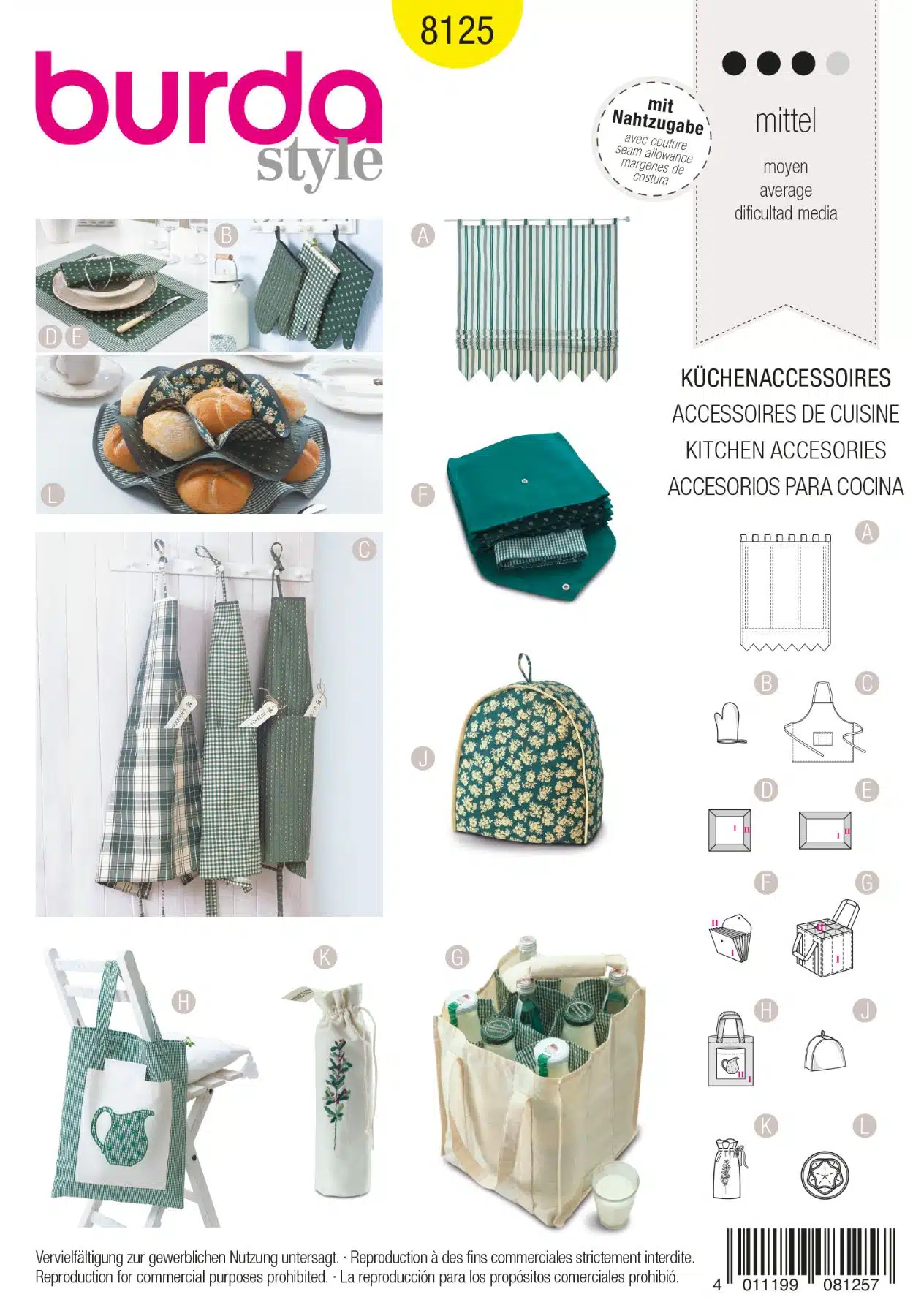 Burda Geel 8125 - Keuken accessoires
