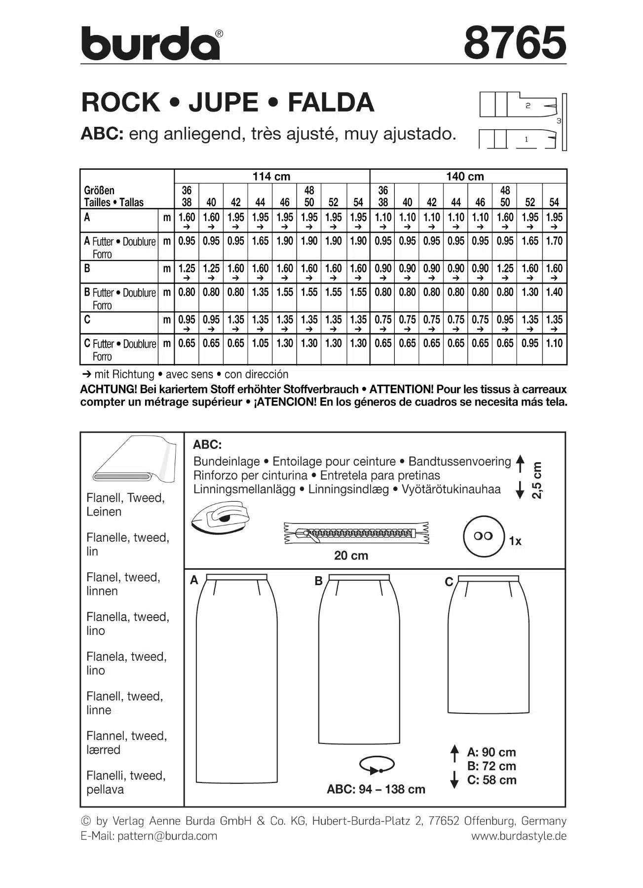 Burda Geel 8765 - Rok in variaties