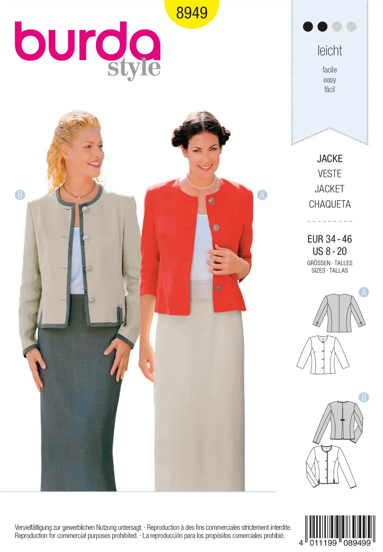 Burda Geel 8949 - Jasje in variaties