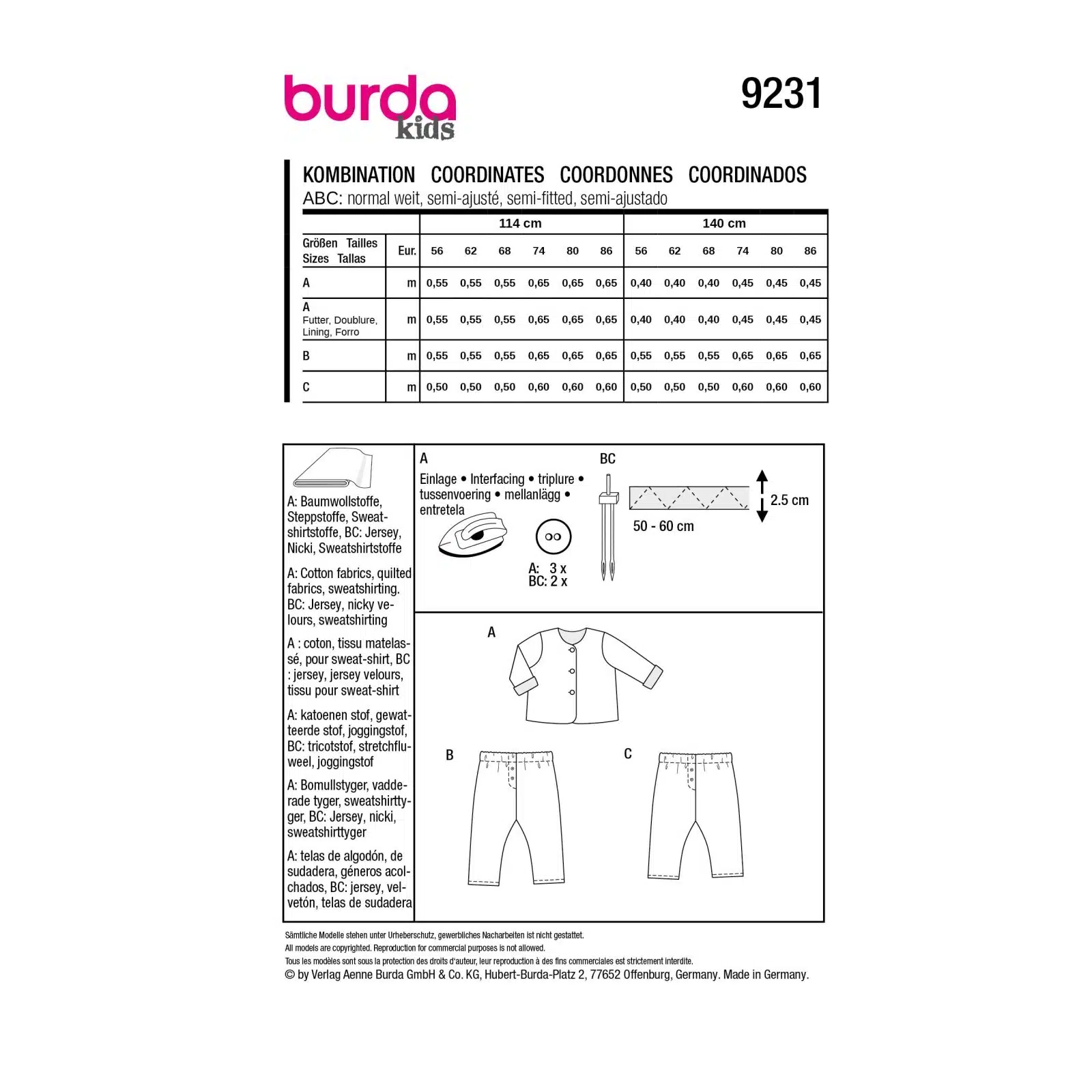 Burda Groen 9231 - Jasje en Broek in Variaties