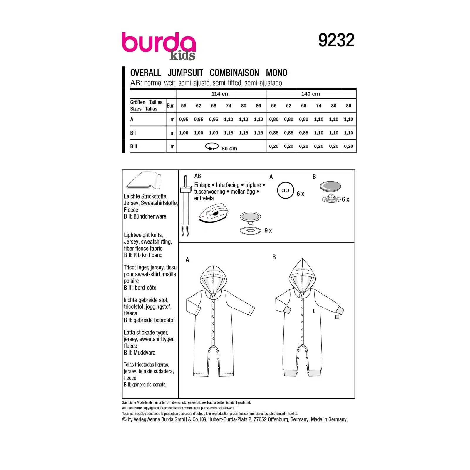 Burda Groen 9232 - Onesie in Variaties
