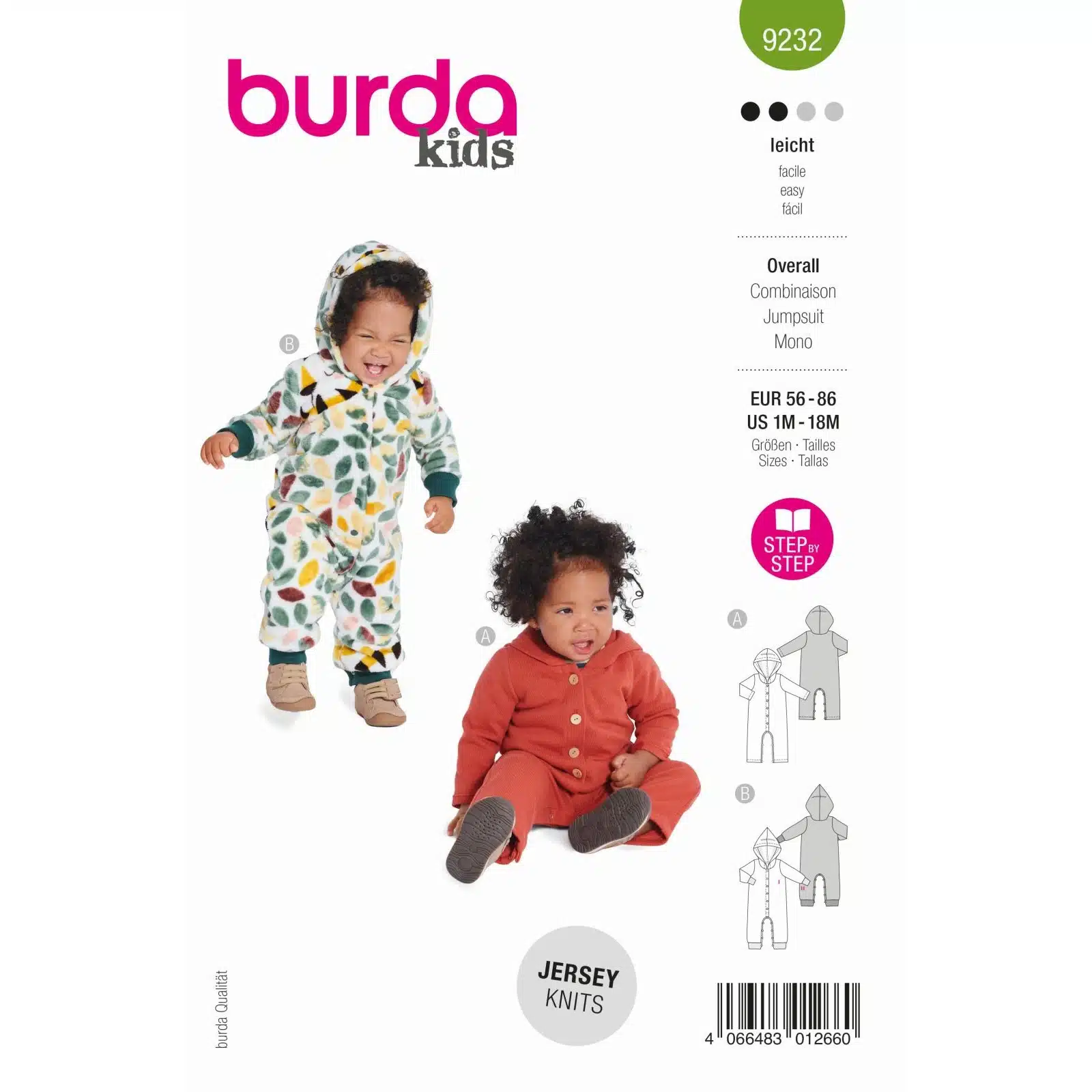 Burda Groen 9232 - Onesie in Variaties