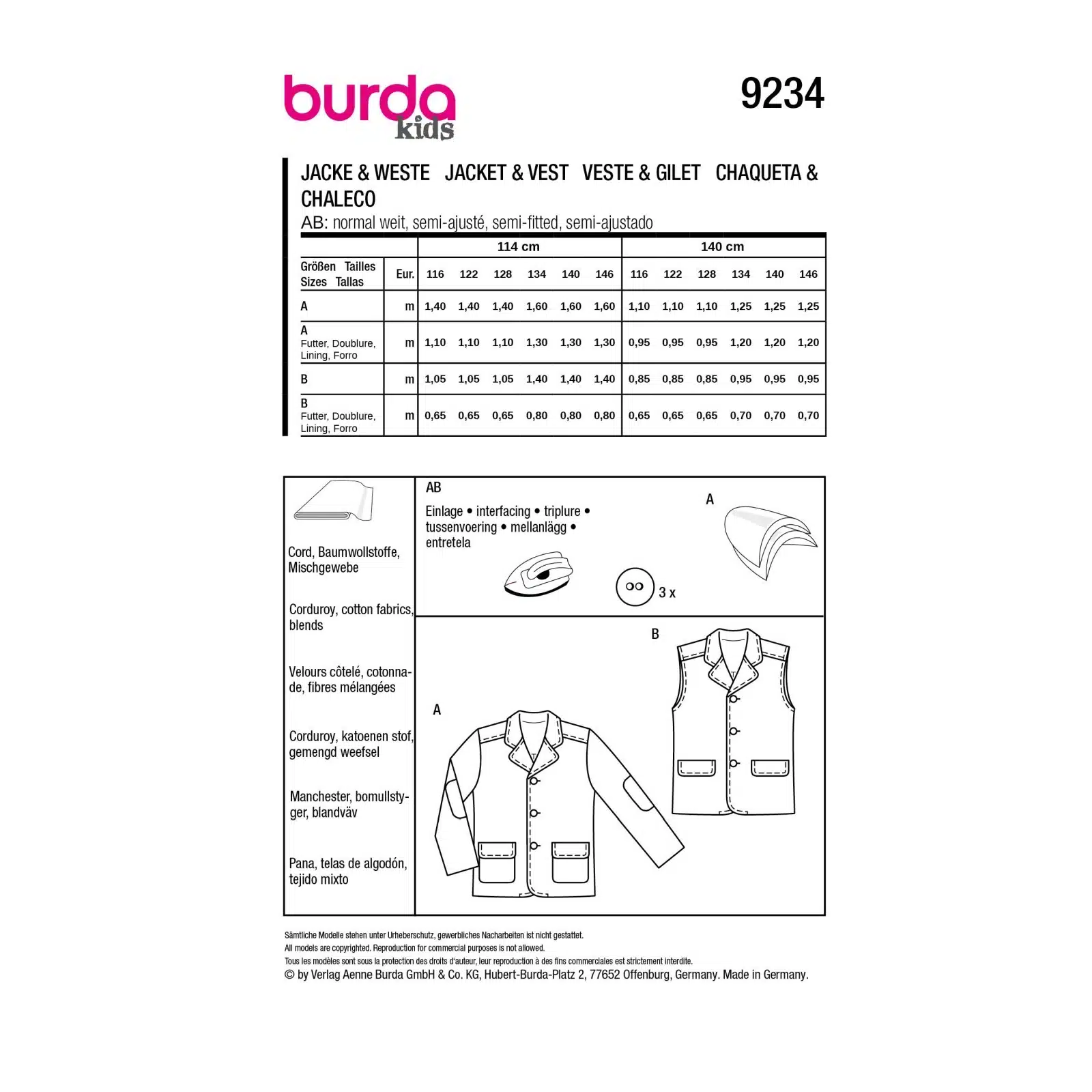Burda Geel 9234 - Colbert en Gilet