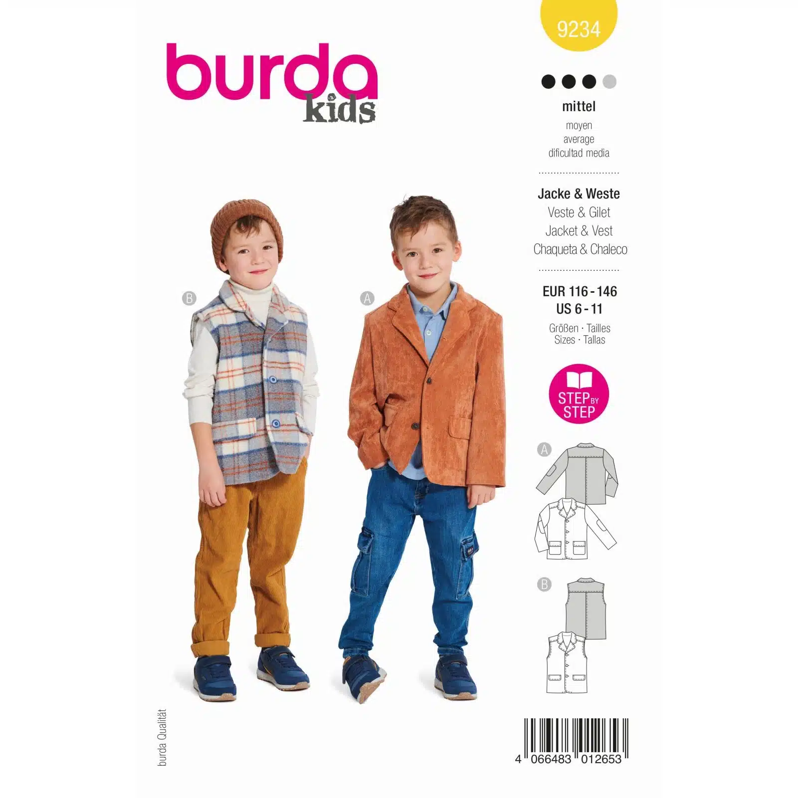 Burda Geel 9234 - Colbert en Gilet