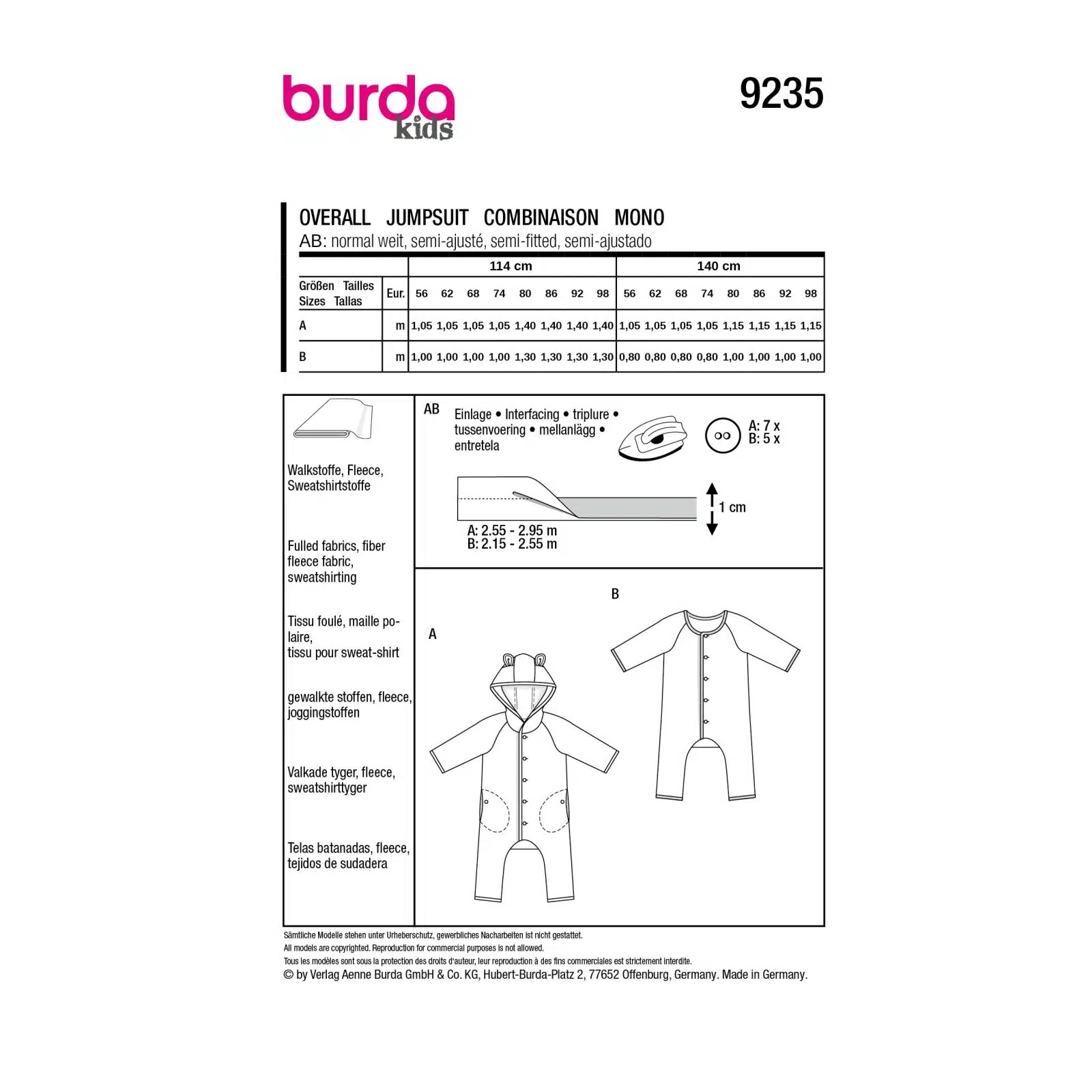 Burda Groen 9235 - Onesie in Variaties
