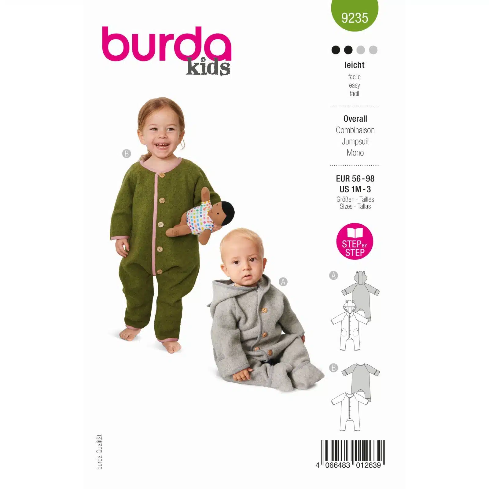 Burda Groen 9235 - Onesie in Variaties