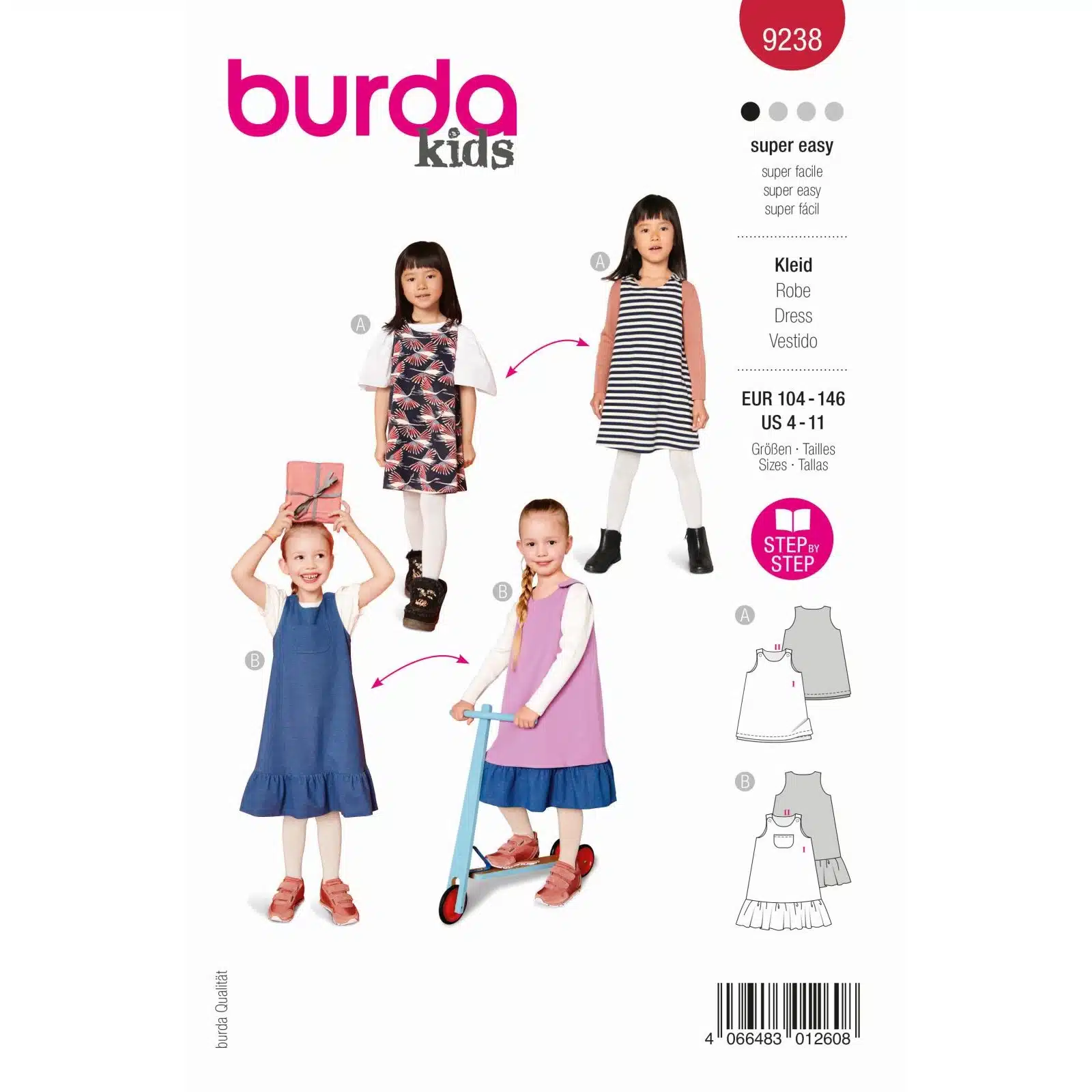 Burda Rood 9238 - Jurk in Variaties
