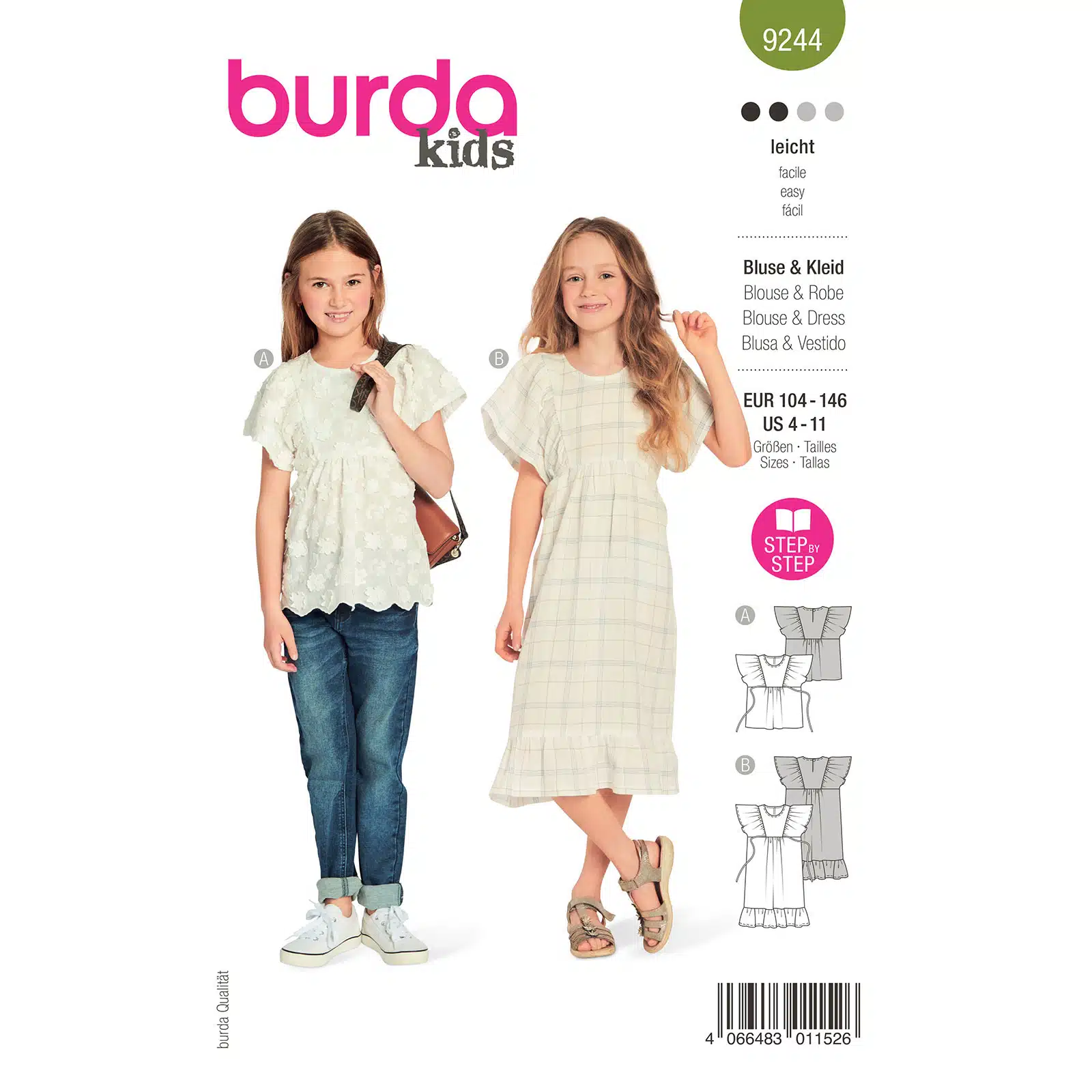 Burda Groen 9244 - Blouse en Jurk