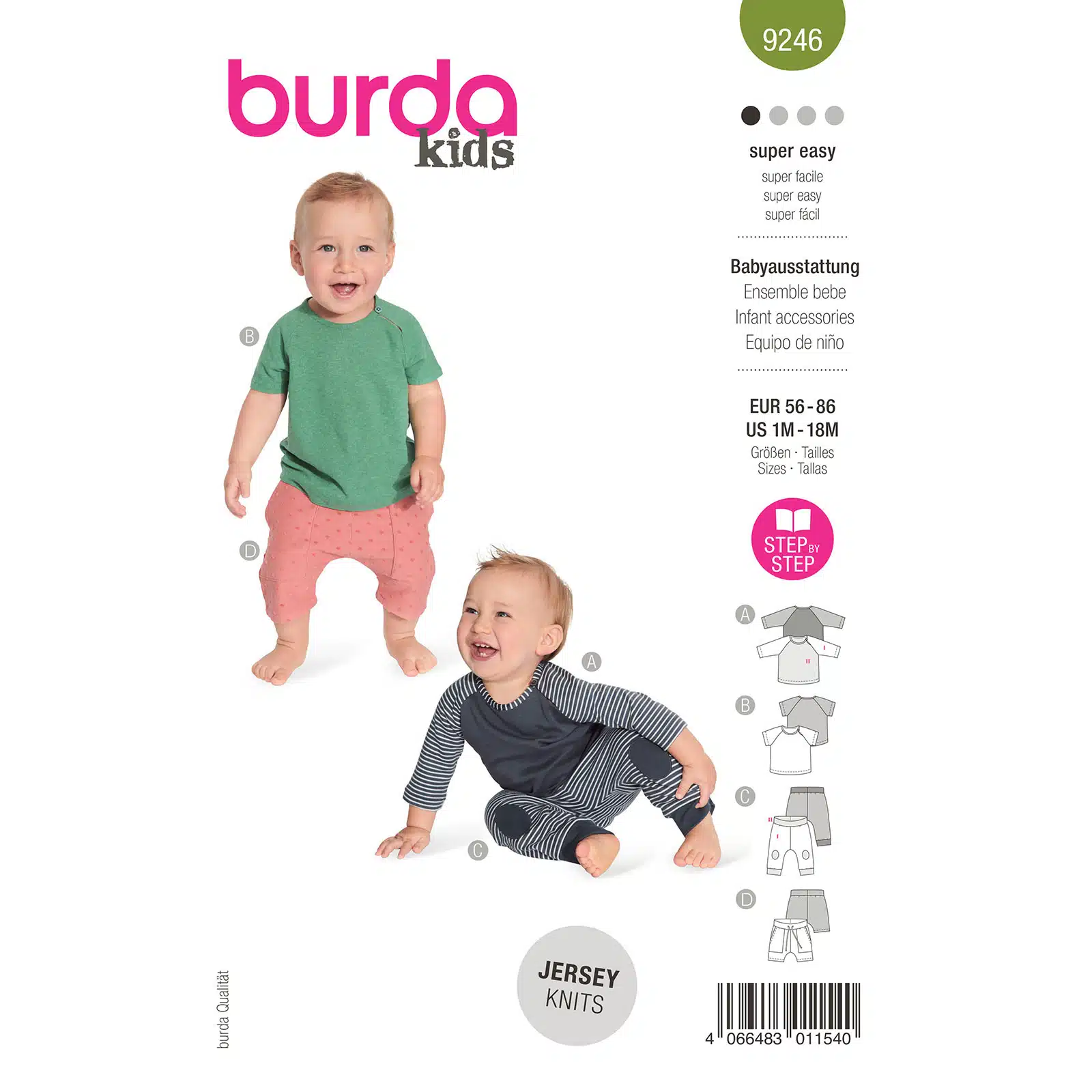Burda Groen 9246 - Baby Shirt en Broek