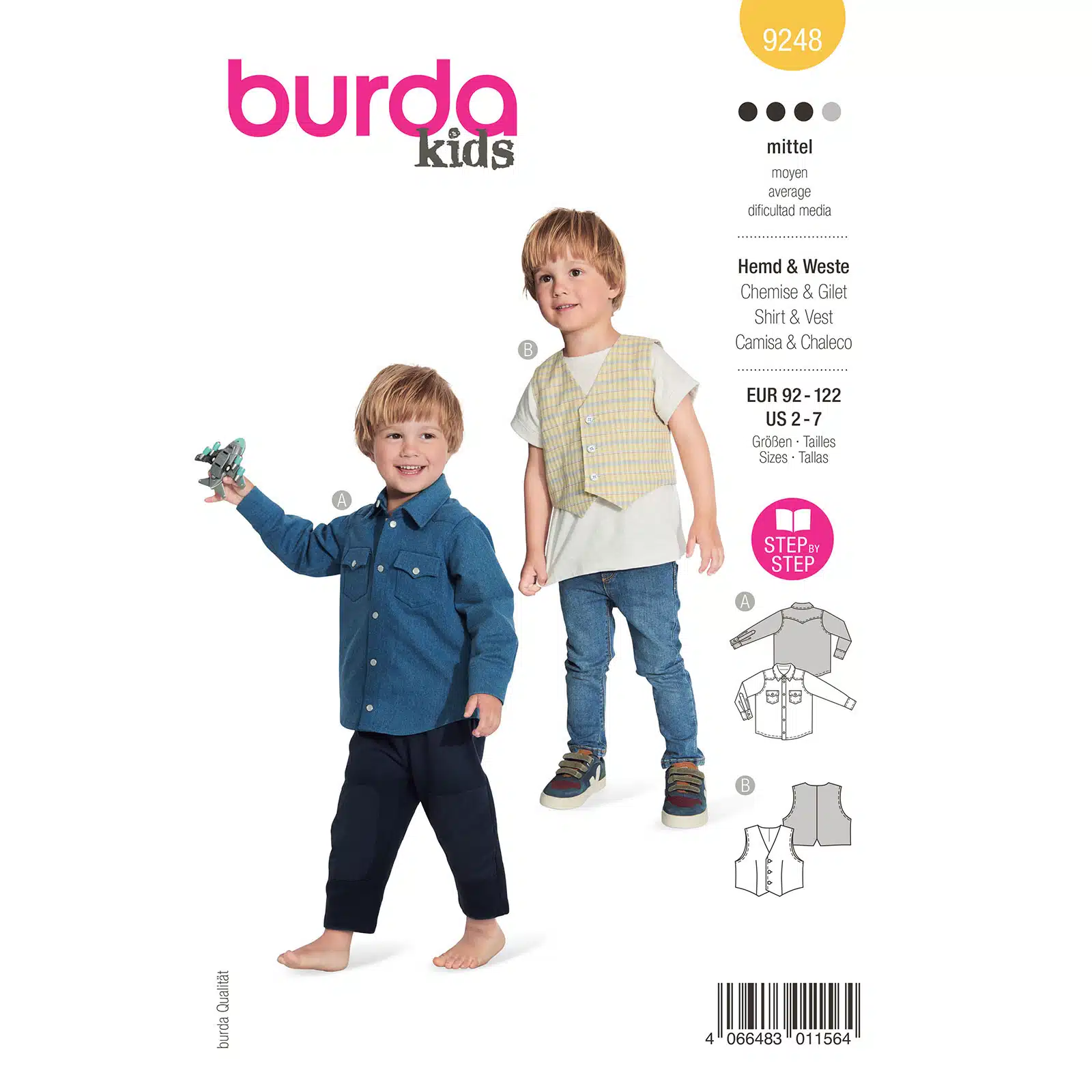 Burda Geel 9248 - Blouse en Gilet