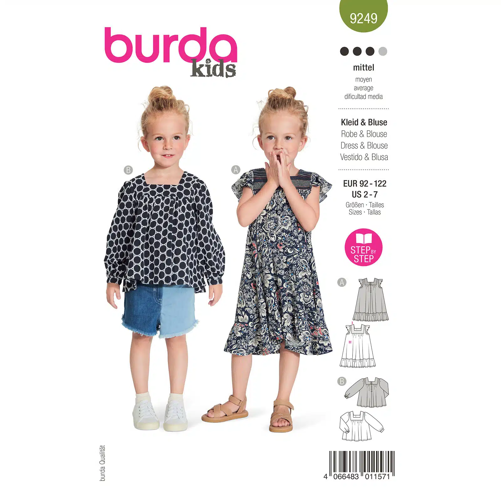 Burda Groen 9249 - Blouse en Jurk