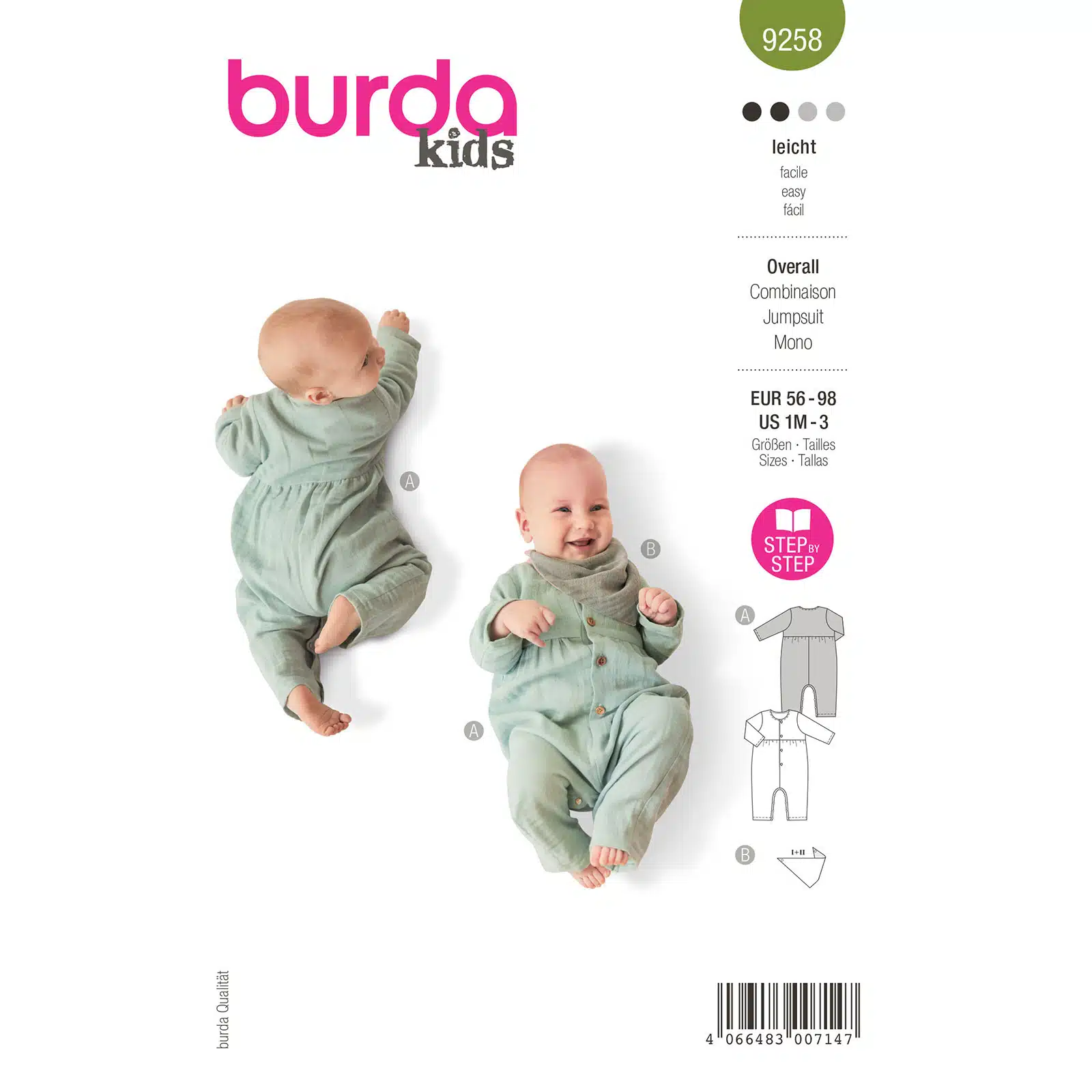 Burda Groen 9258 - Overall en Sjaaltje