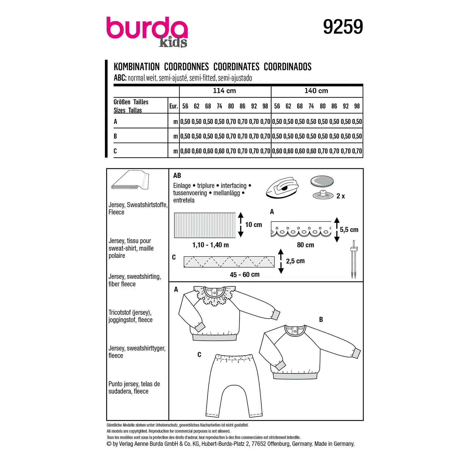 Burda Groen 9259 - Shirt en Broek in Variaties