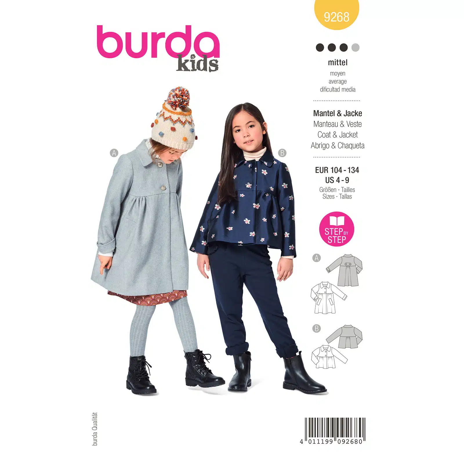 Burda Geel 9268 - Mantel en Jas