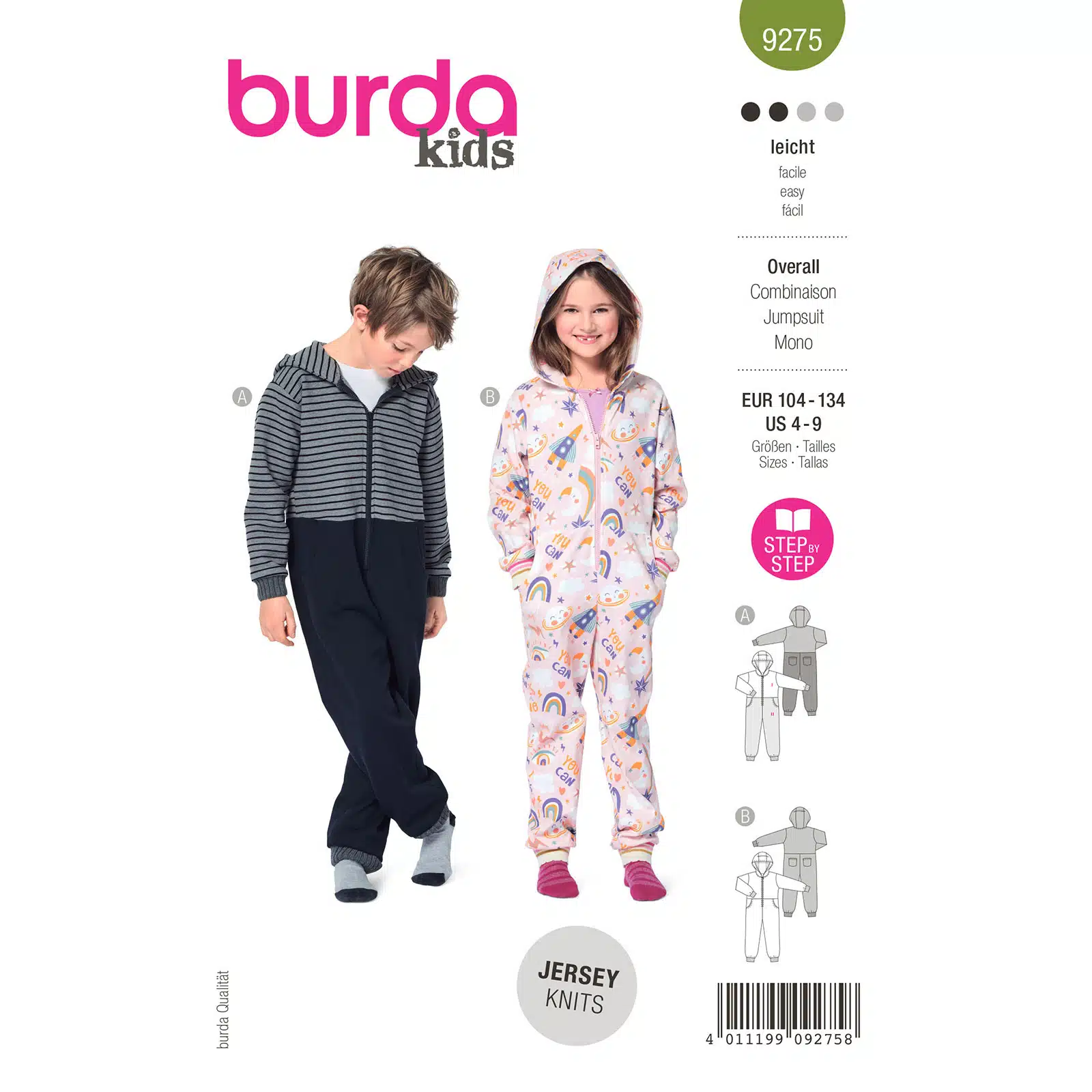 Burda Groen 9275 - Jumpsuit in Variaties