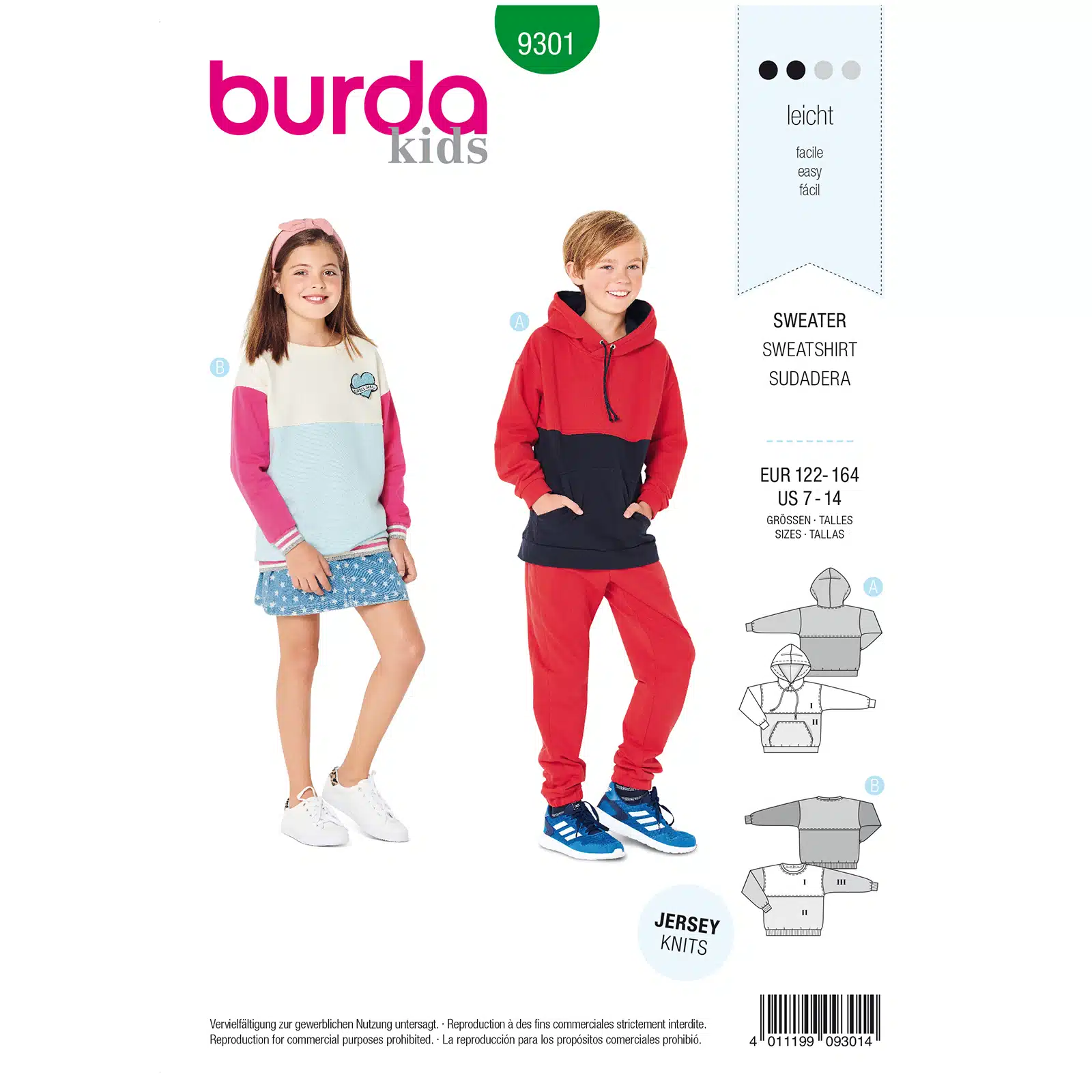 Burda Groen 9301 - Sweater in Variaties