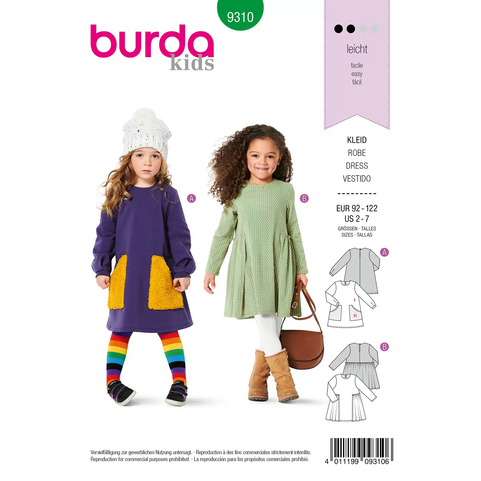 Burda Groen 9310 - Jurk in Variaties