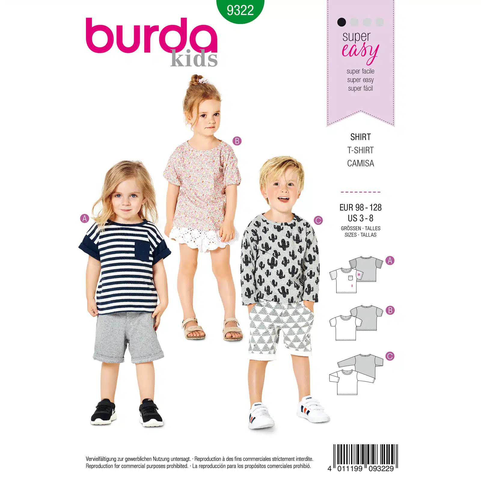 Burda Groen 9322 - Shirtje in variaties