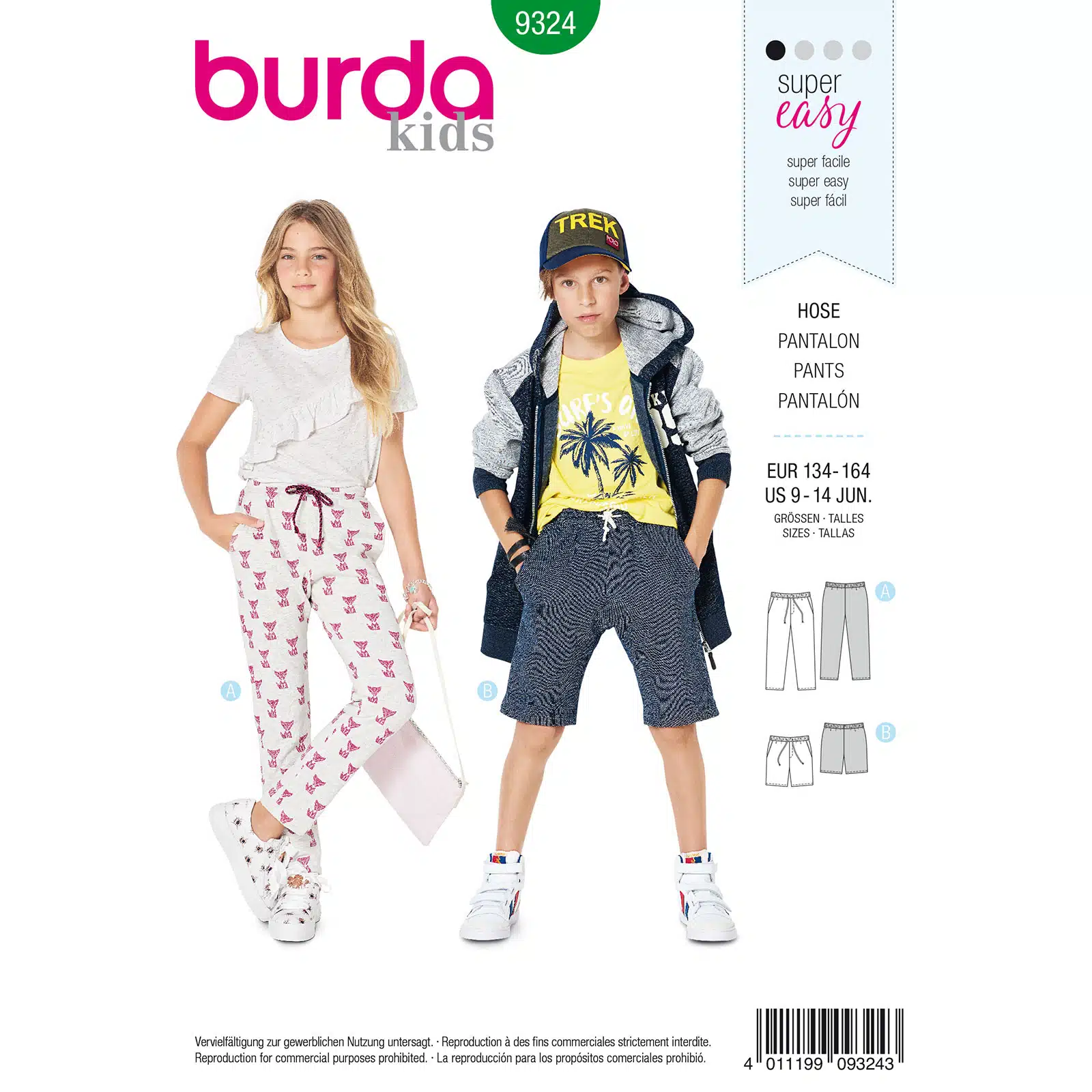 Burda Groen 9324 - Broek in variaties