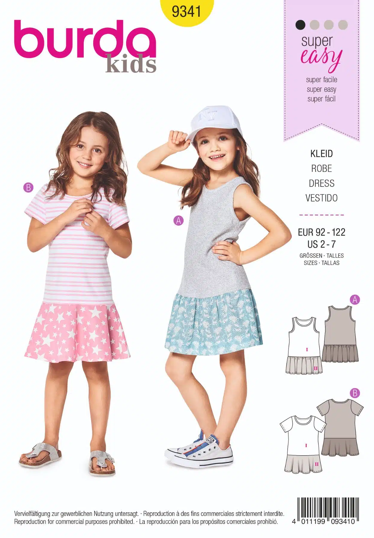 Burda Geel 9341 - Jurk in variaties