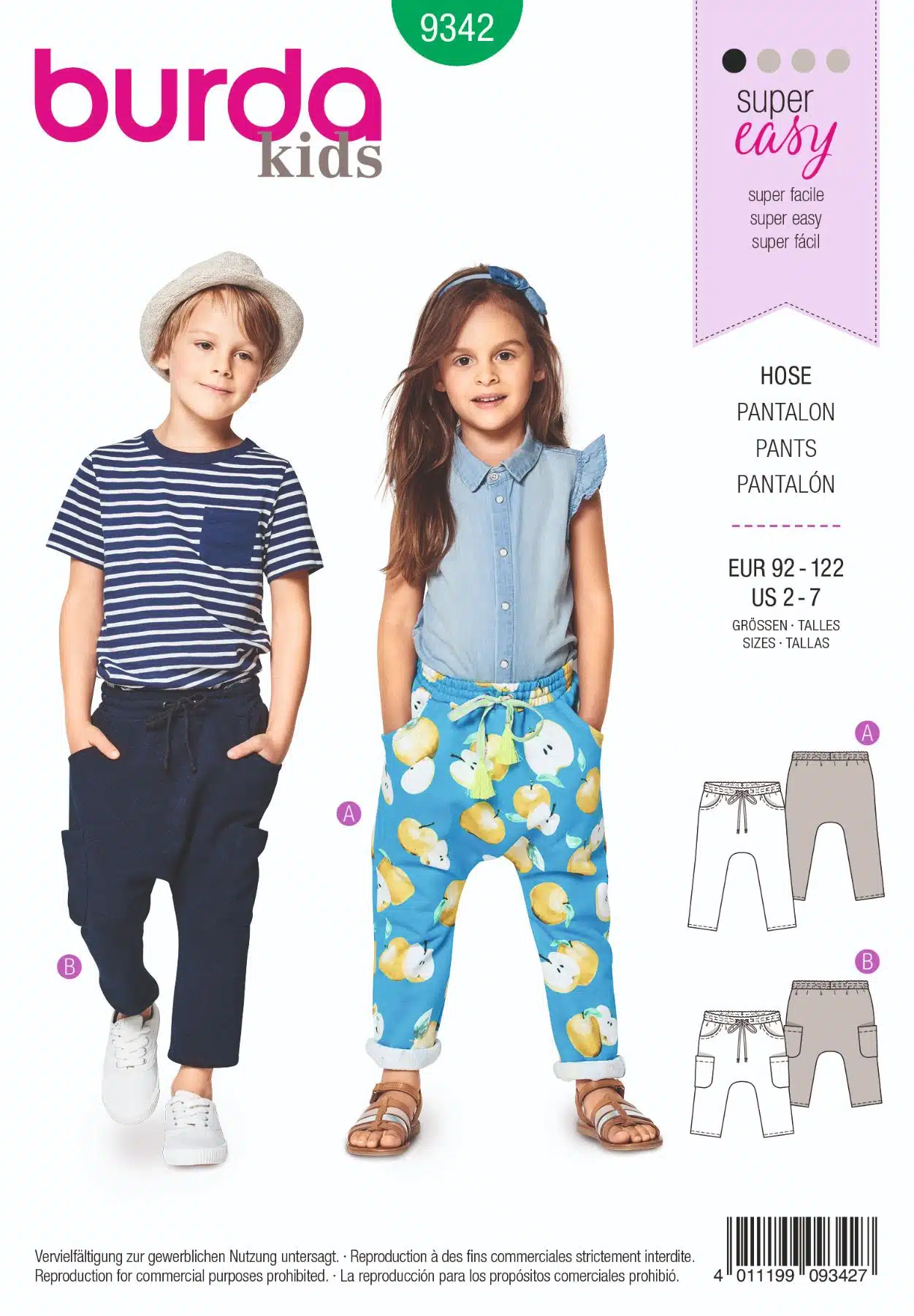 Burda Groen 9342 - Broek in variaties