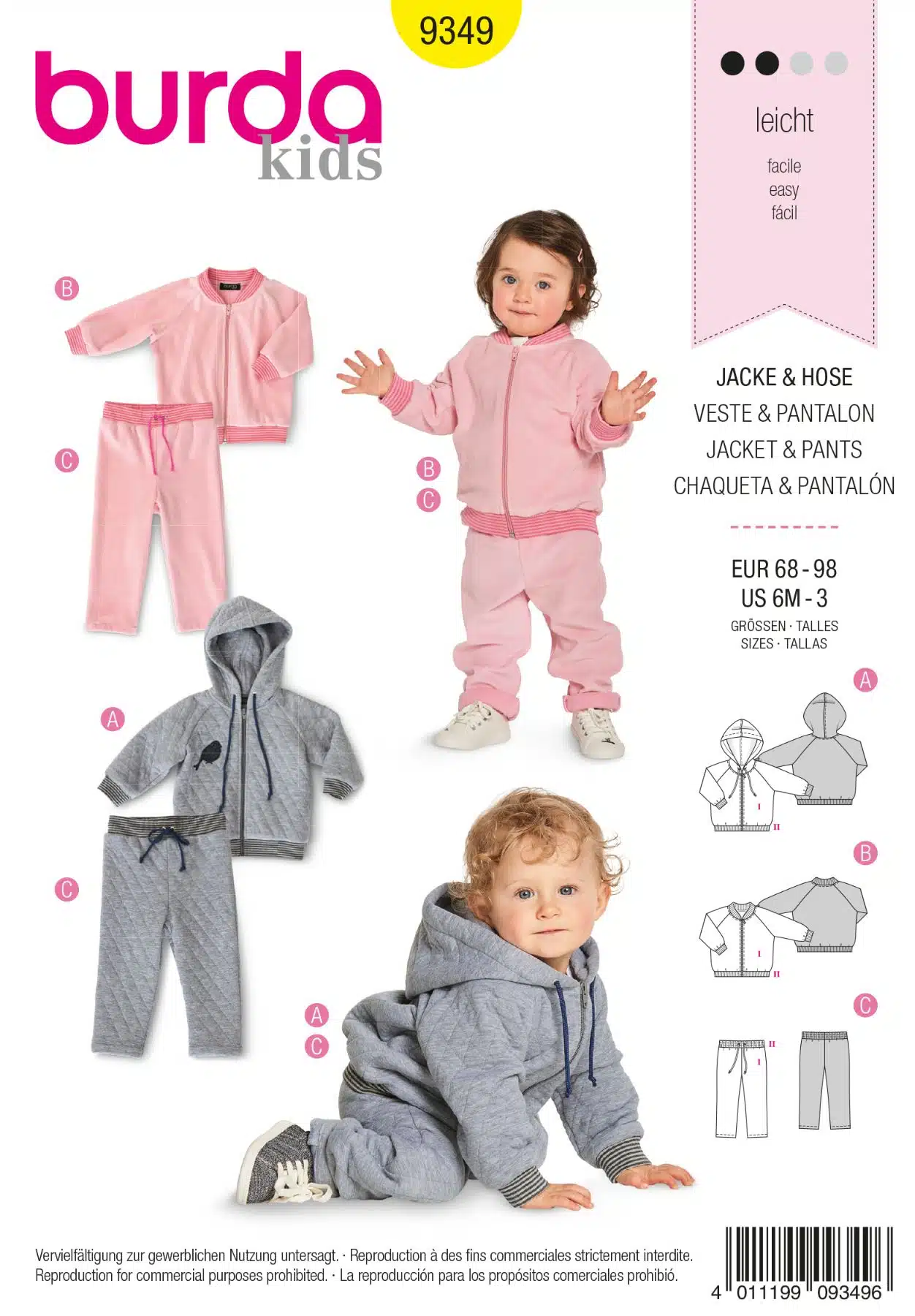 Burda Geel 9349 - Jasje en broekje