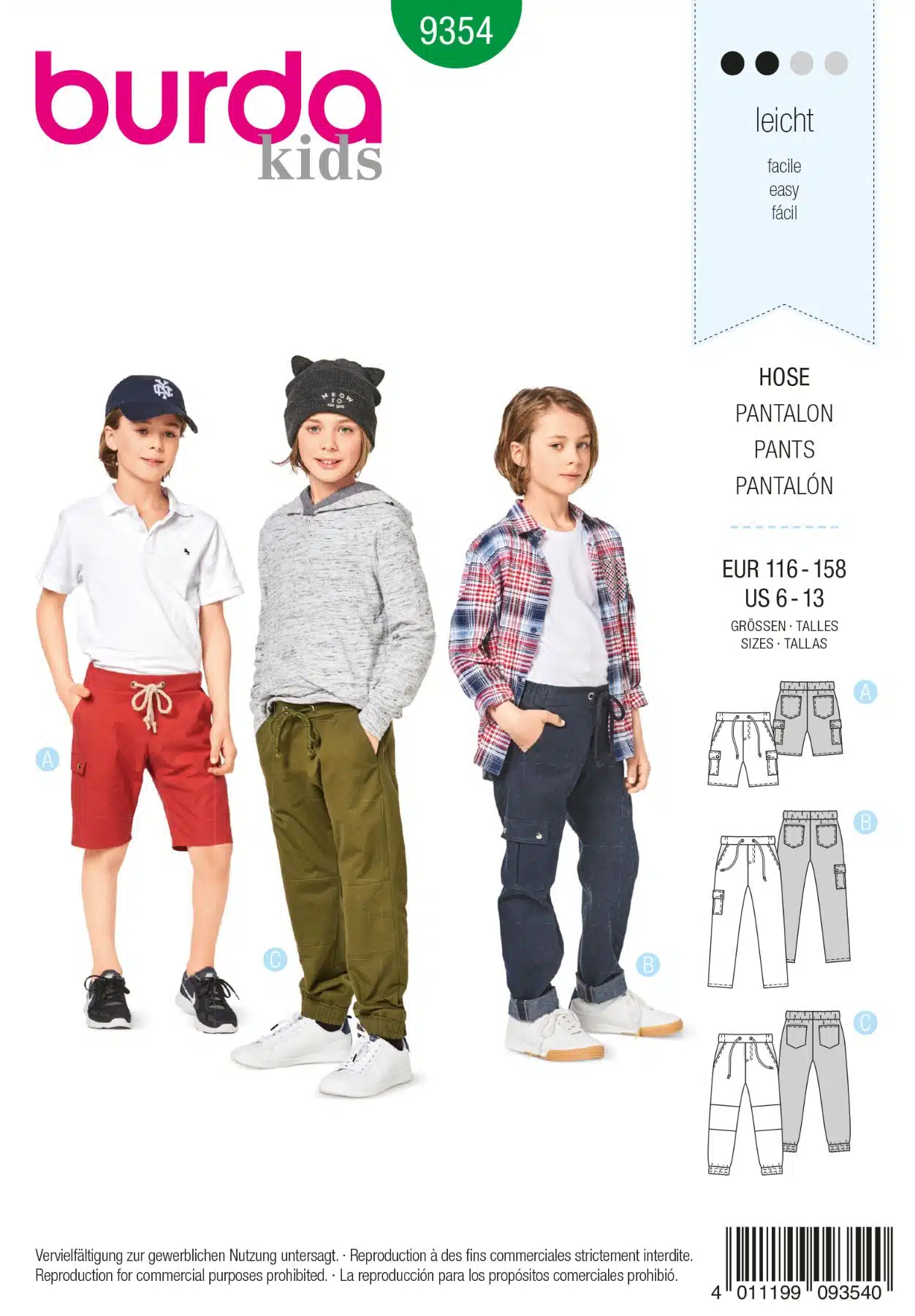 Burda Groen 9354 - Broek in variaties