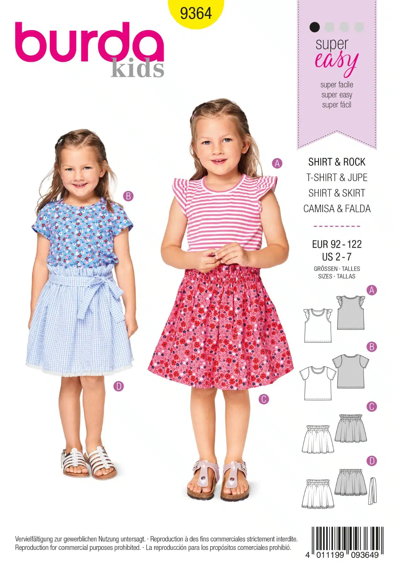 Burda Geel 9364 - Shirt en Rok in variaties