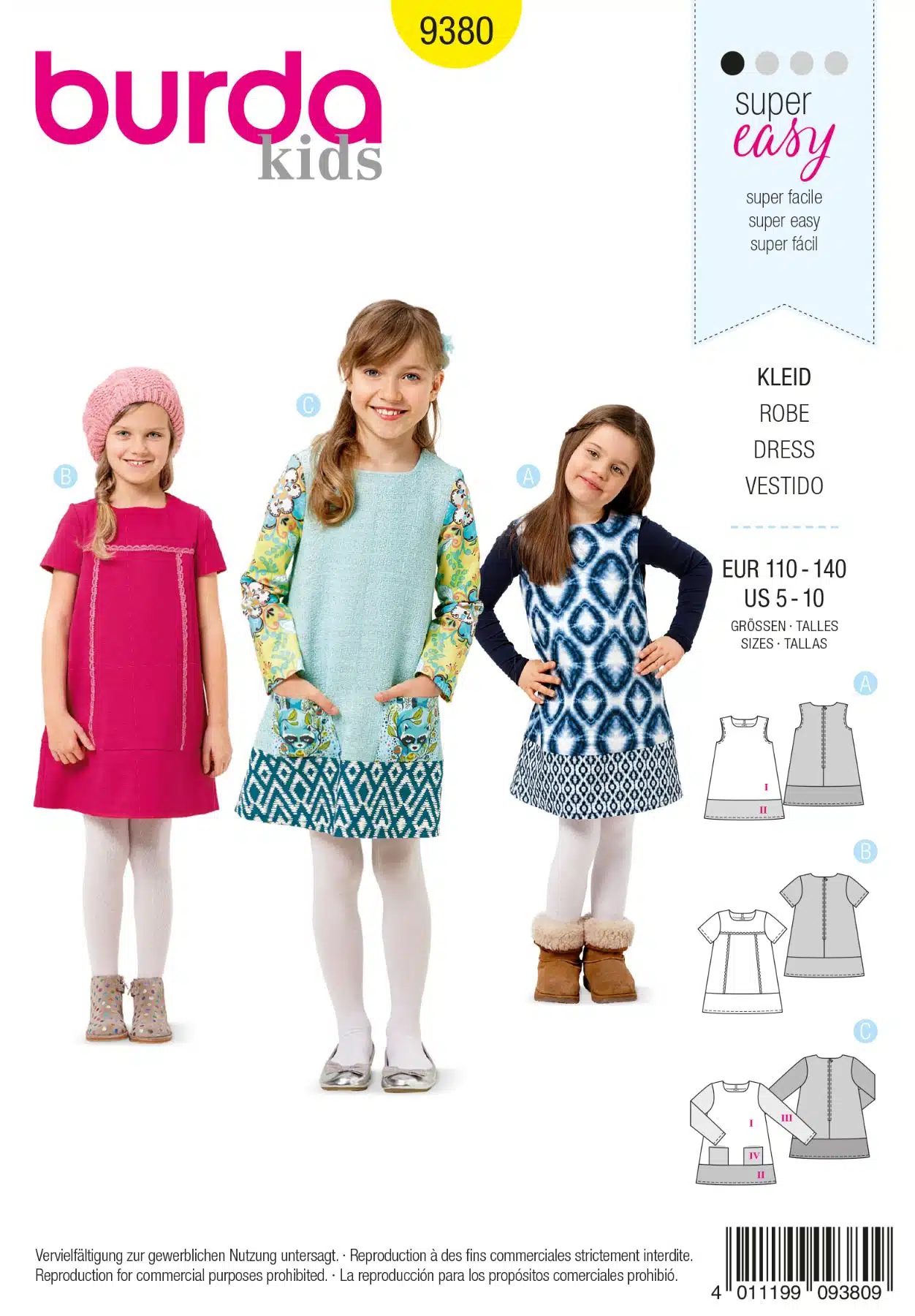 Burda Geel 9380 - Jurk in variaties