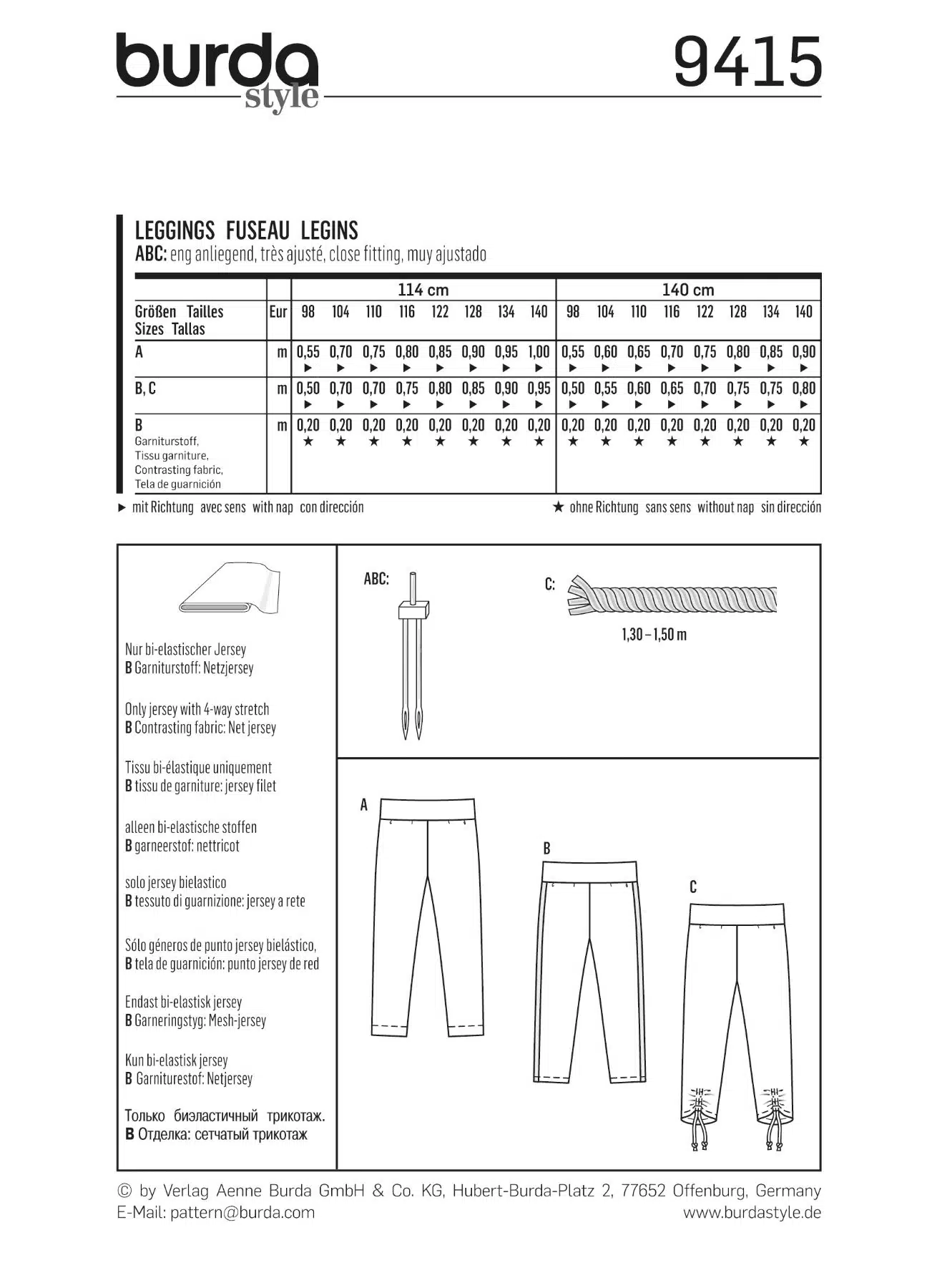 Burda Groen 9415 - Legging in variaties