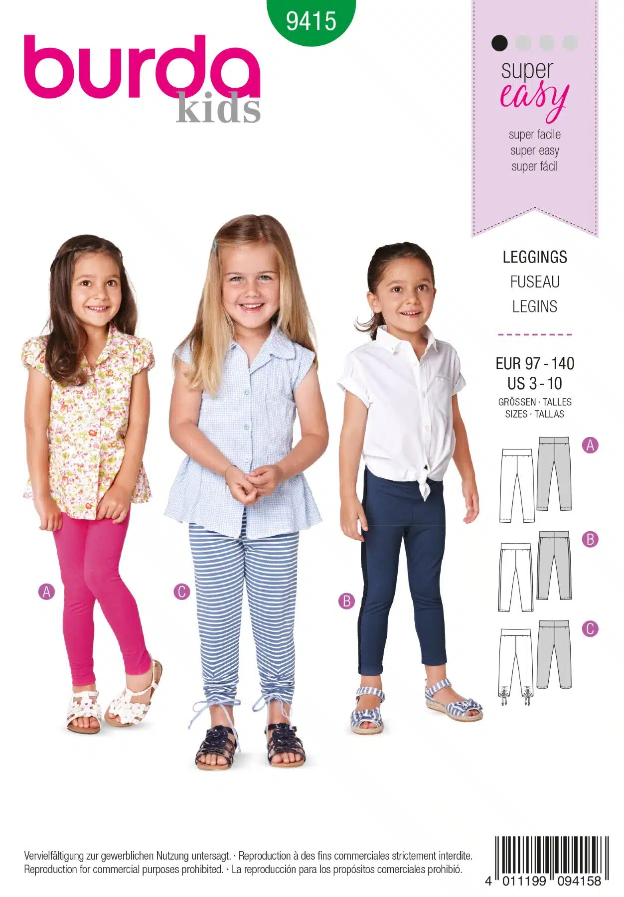 Burda Groen 9415 - Legging in variaties