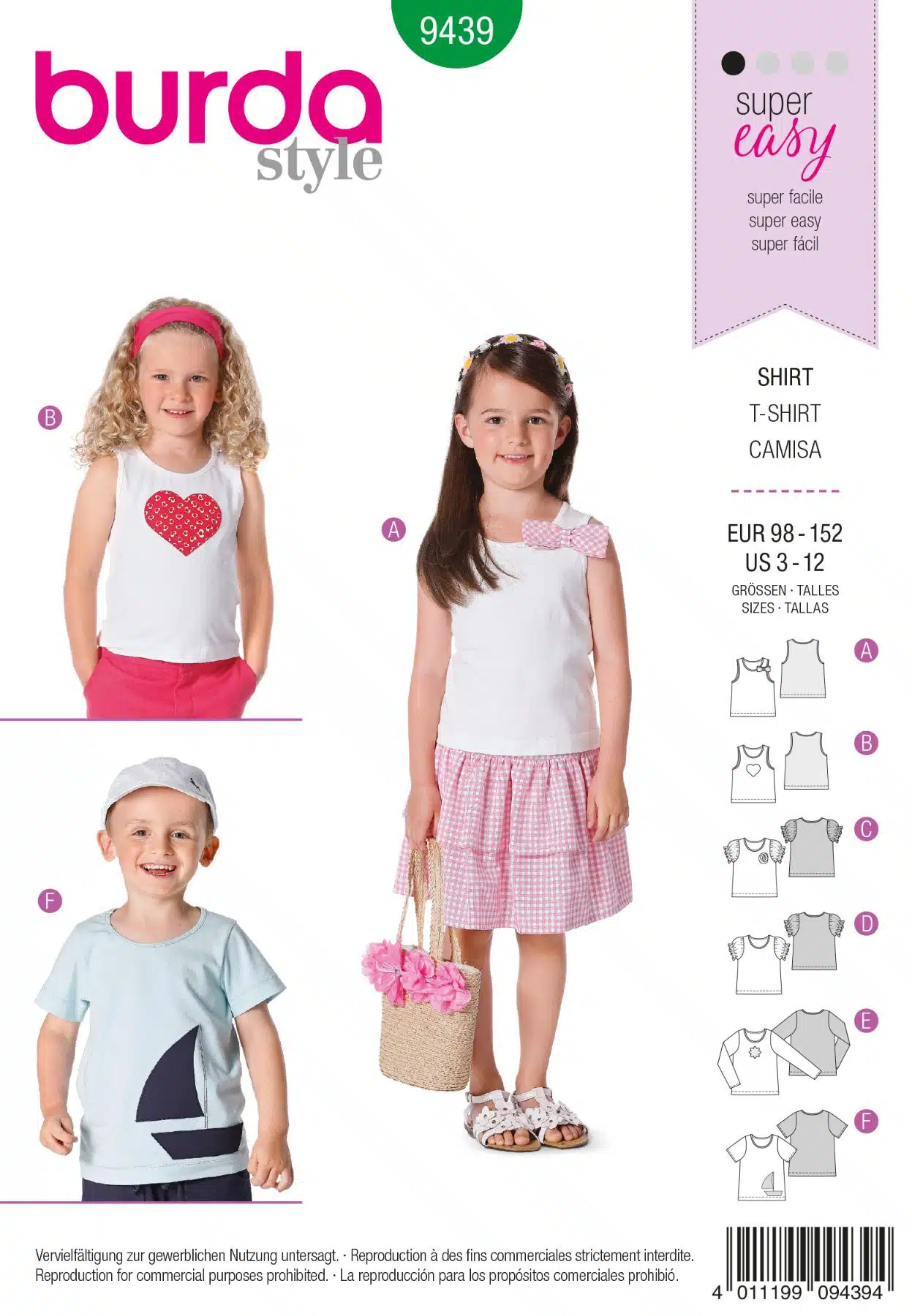 Burda Groen 9439 - Shirts en tops in variaties