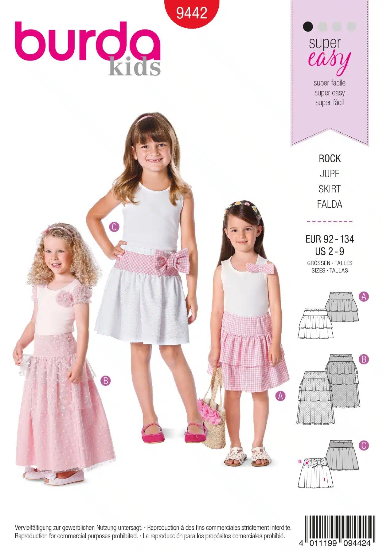 Burda Rood 9442 - Rok in variaties