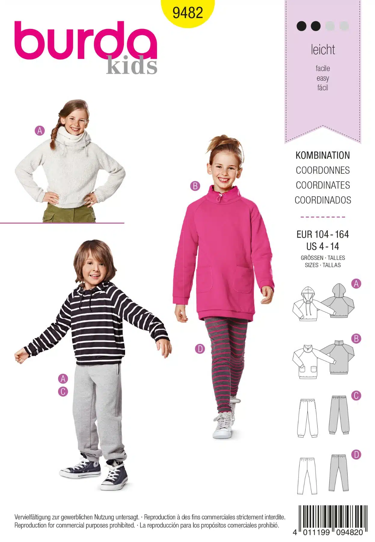 Burda Geel 9482 - Trui en broek in variaties