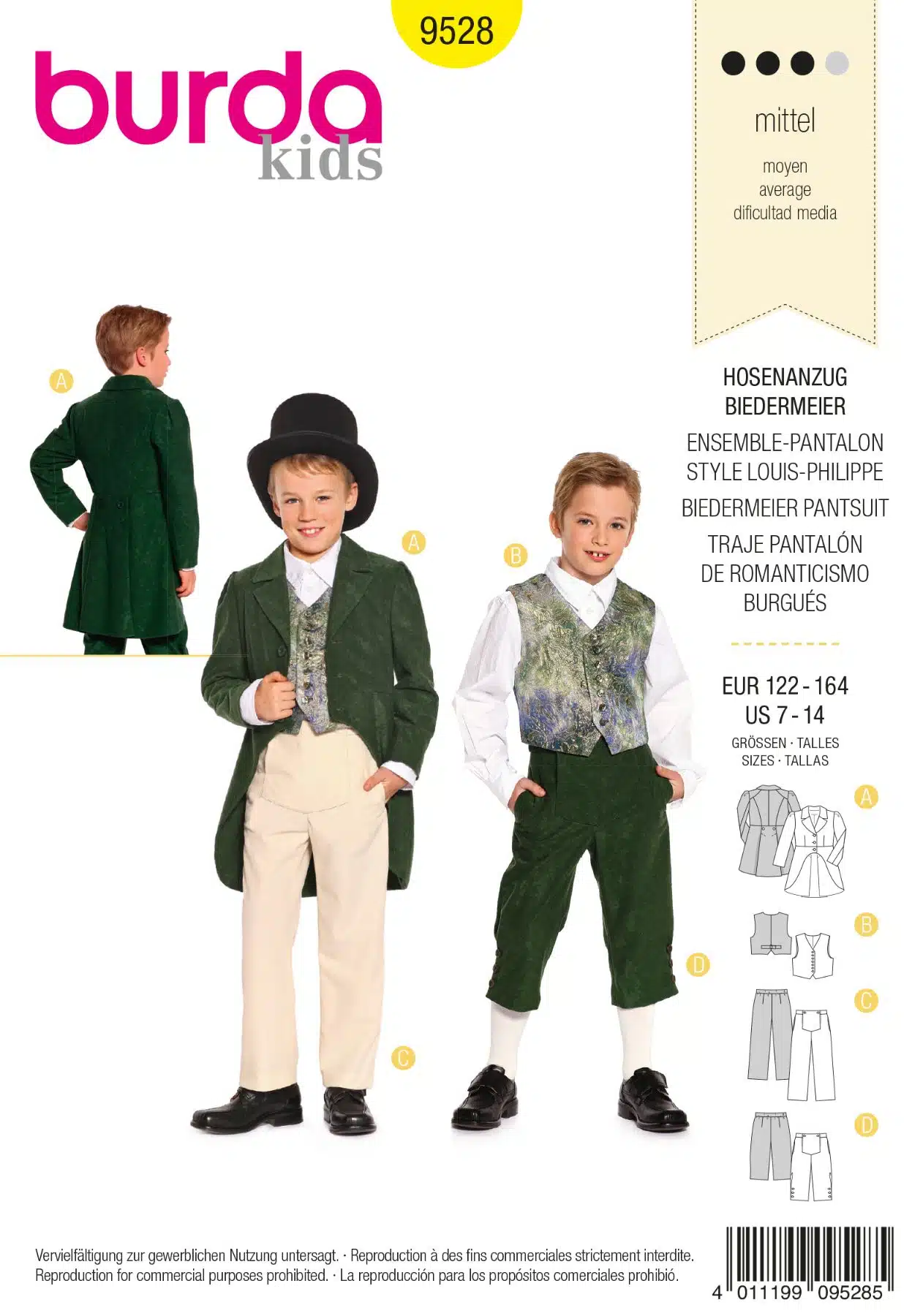 Burda Geel 9528 - Biedermeier kostuum