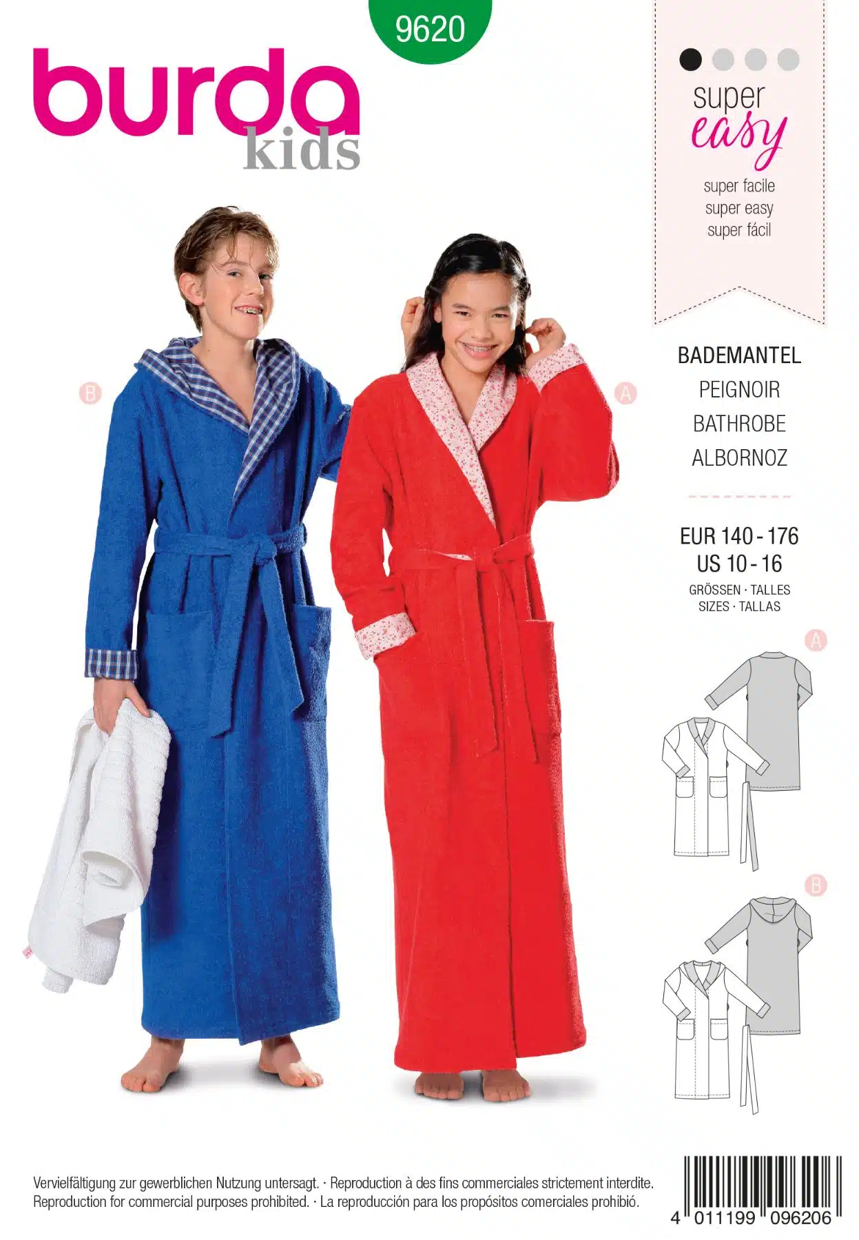 Burda Groen 9620 - Badjas in variaties