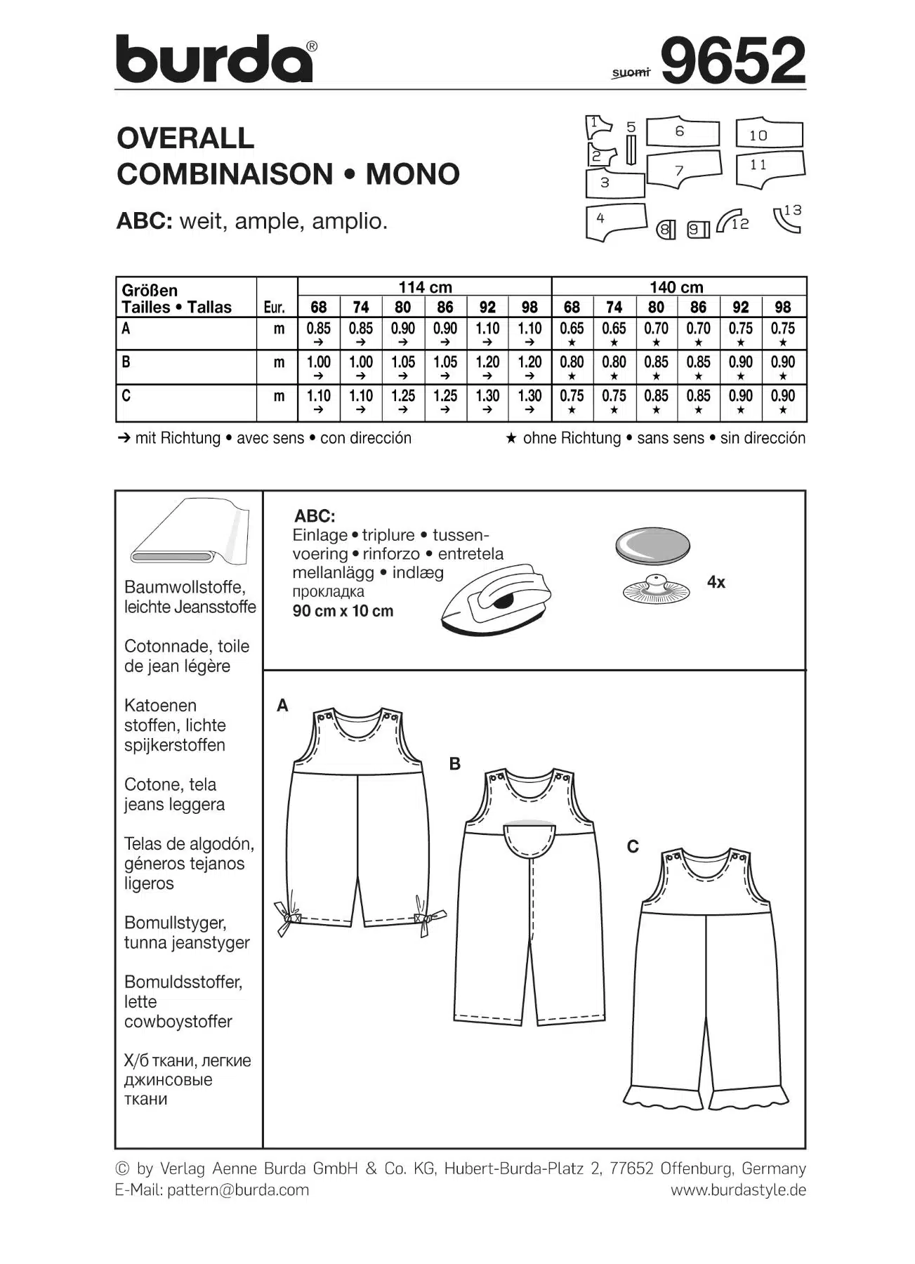 Burda Rood 9652 - Overall in variaties